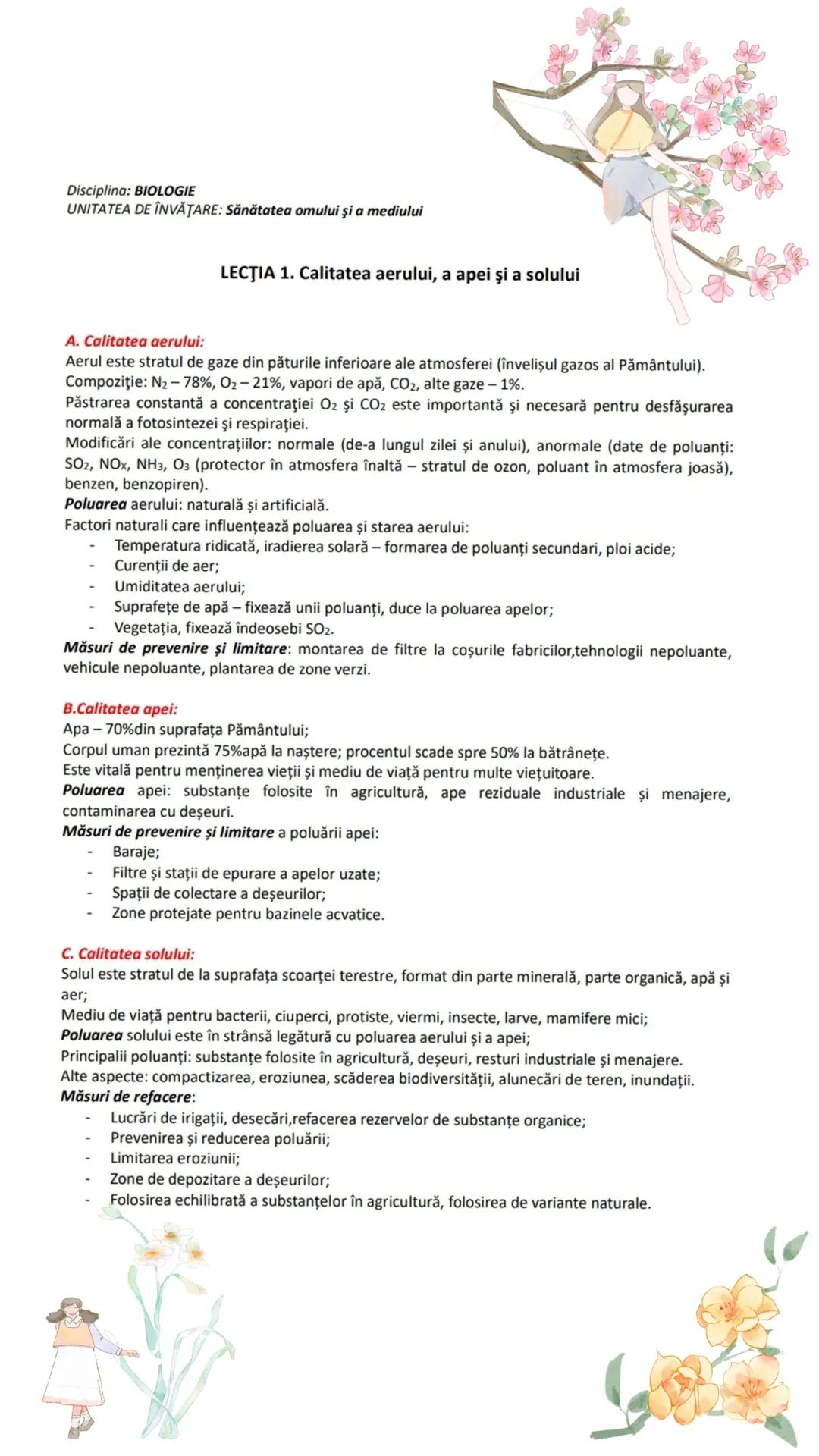 # NOTEBOOK Disciplina: BIOLOGIE
UNITATEA DE ÎNVĂŢARE: Sănătatea omului şi a mediului
LECŢIA 2. Boli influenţate de factori de mediu şi de pr