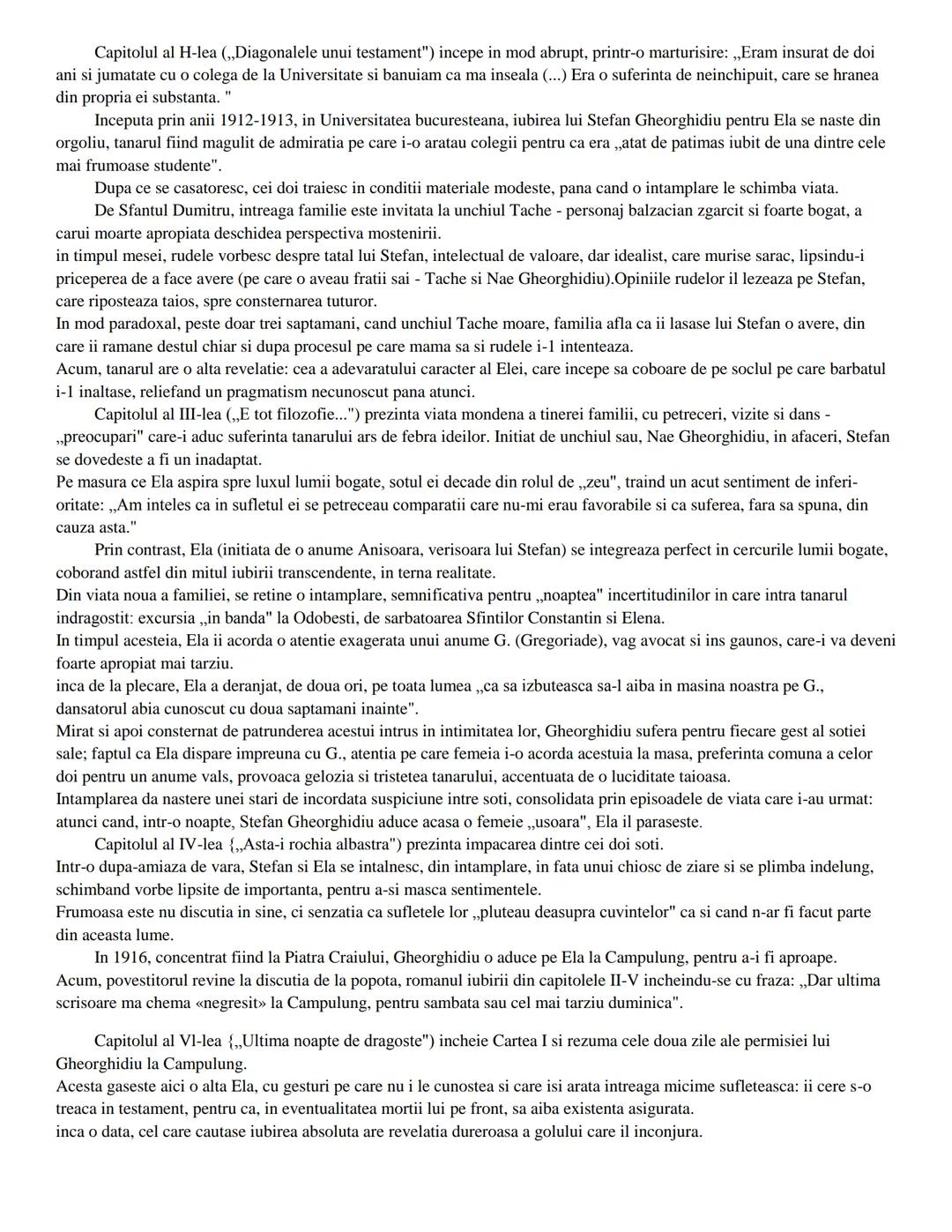 ULTIMA NOAPTE DE DRAGOSTE, IΝΤΑΙΑ ΝΟΑPTE DE RAZΒΟΙ
CAMIL PETRESCU
REZUMAT PE CAPITOLE
Structura compozitionala a romanului „Ultima noapte de