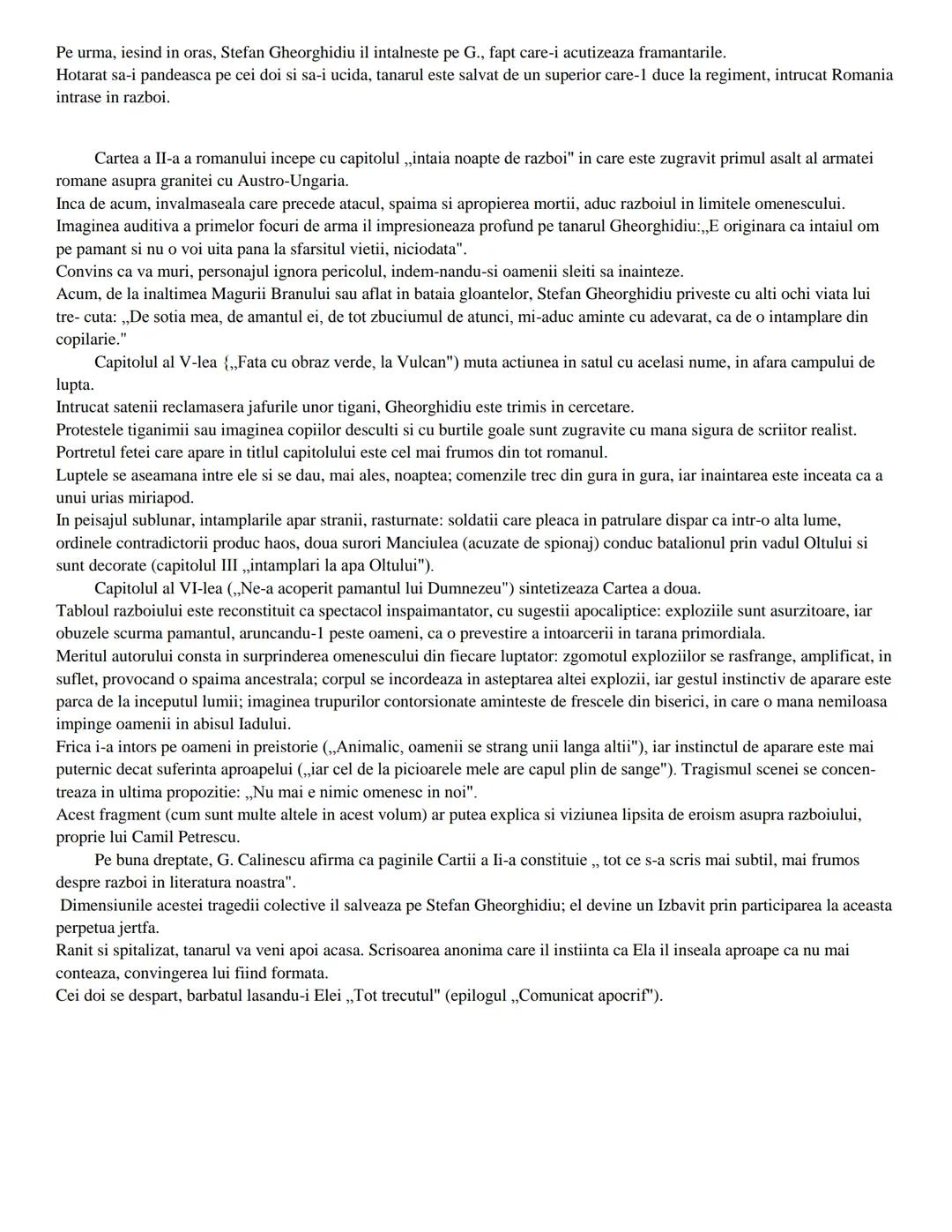 ULTIMA NOAPTE DE DRAGOSTE, IΝΤΑΙΑ ΝΟΑPTE DE RAZΒΟΙ
CAMIL PETRESCU
REZUMAT PE CAPITOLE
Structura compozitionala a romanului „Ultima noapte de