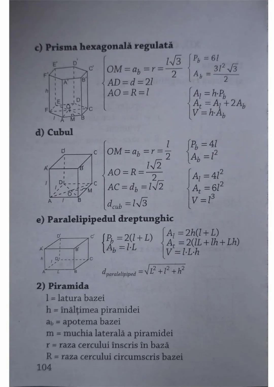 a) Piramida triunghiulară regulată
B
OM = a<sub>b</sub> = r= \frac{1\sqrt{3}}{6}
AO = R = \frac{1\sqrt{3}}{3}
C
AM = h<sub>Δech</sub> = \fra