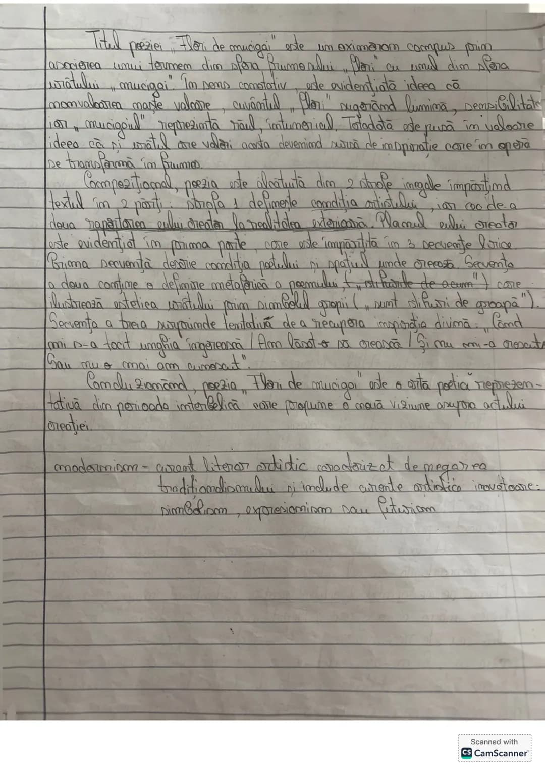 ## modermiom
## Eseu
## Flori de mucigai Tudor Arghezi
Tudor Arghezi, unul dintre cei mai însemnați
reprezentanți ai modernismului, și-a d