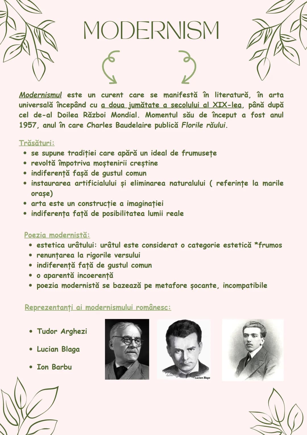 --- OCR Start ---
MODERNISM
MODERNISME
Modernismul este un curent care se manifestă în literatură, în arta
universală începând cu a doua jum