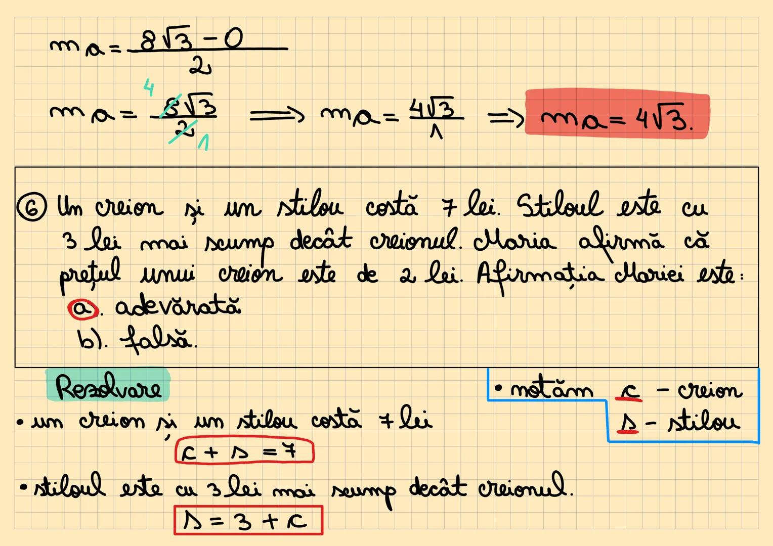 Subiectul I.
① Rezultatul calculului (3 - $ \frac{5}{2}$)$^2$ : $ \frac{3}{4}$ este:
a) $ \frac{1}{2}$
b) $ \frac{2}{3}$
c) 3
d) 6
Rezolv