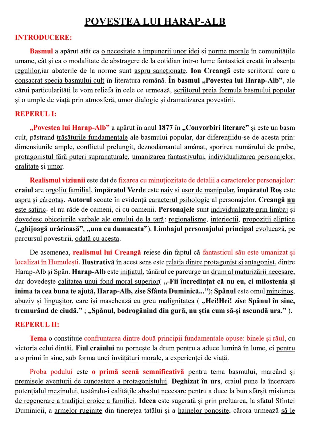 # POVESTEA LUI HARAP-ALB
## INTRODUCERE:
Basmul a apărut atât ca o necesitate a impunerii unor idei și norme morale în comunitățile umane,