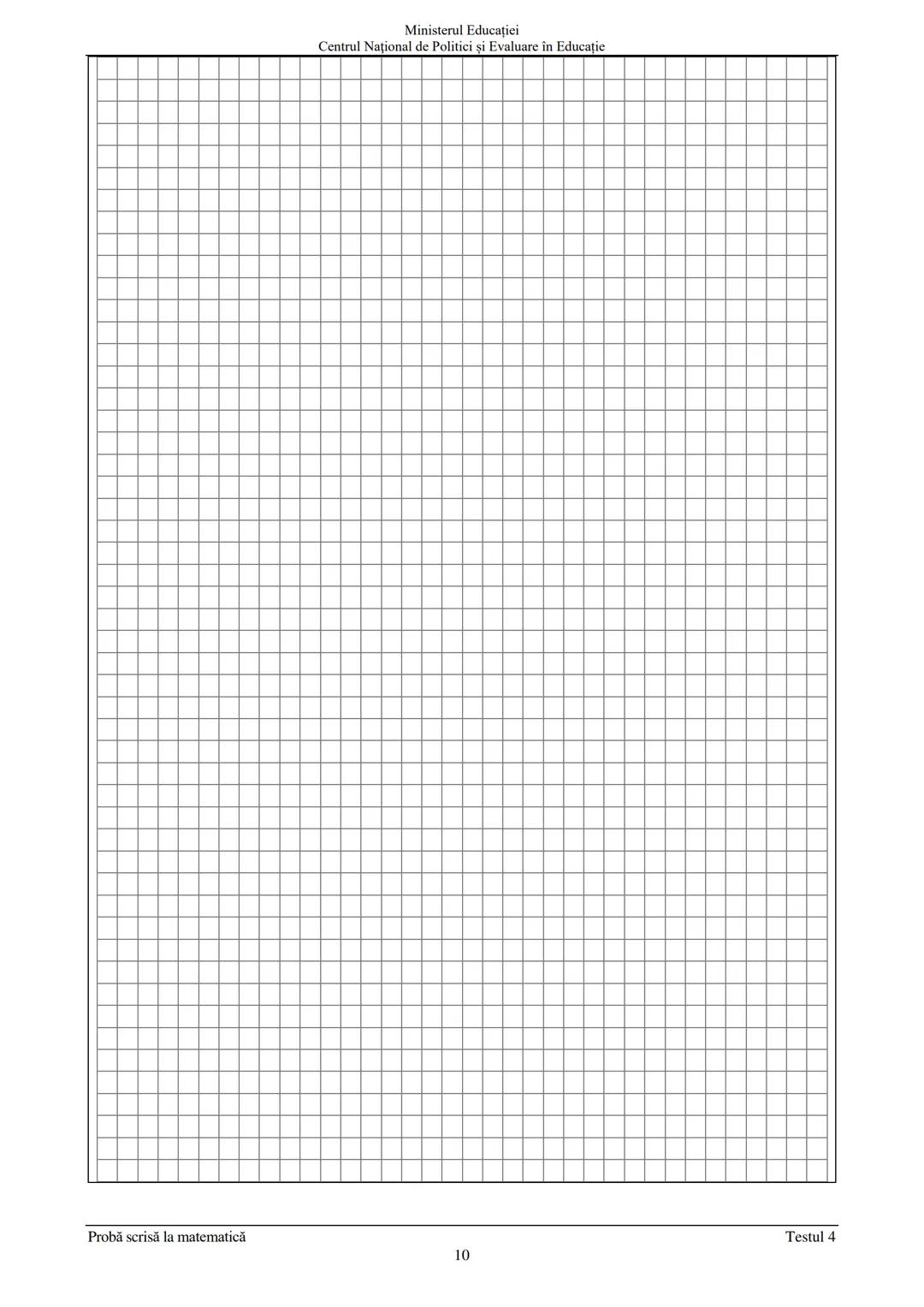 Prezenta lucrare conține
Ministerul Educației
Centrul Național de Politici și Evaluare în Educație
pagini
Numele:.
EVALUAREA NAŢIONALĂ PENTR