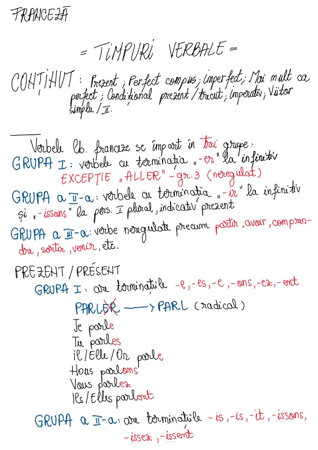 Franceză - Timpuri verbale