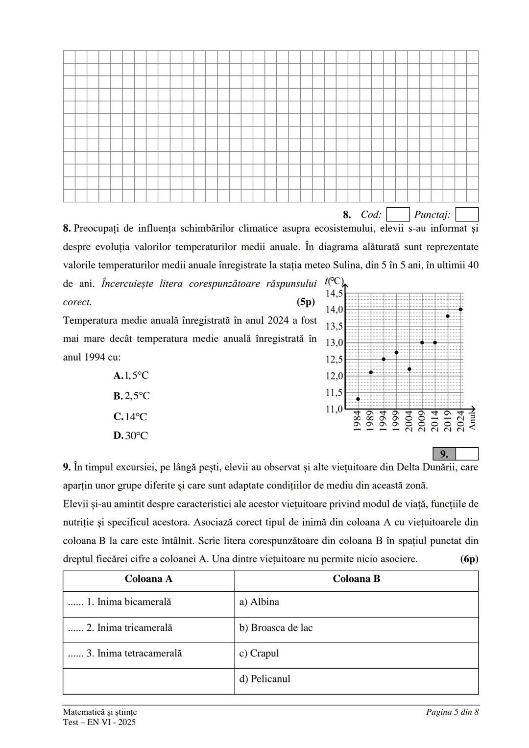 ## UVERNUL
ROM
IME MINISTERUL EDUCAŢIEI SI CERCETARII
CENTRUL NAŢIONAL PENTRU
CURRICULUM ȘI EVALUARE
EVALUAREA NAȚIONALĂ
LA FINALUL CLASEI