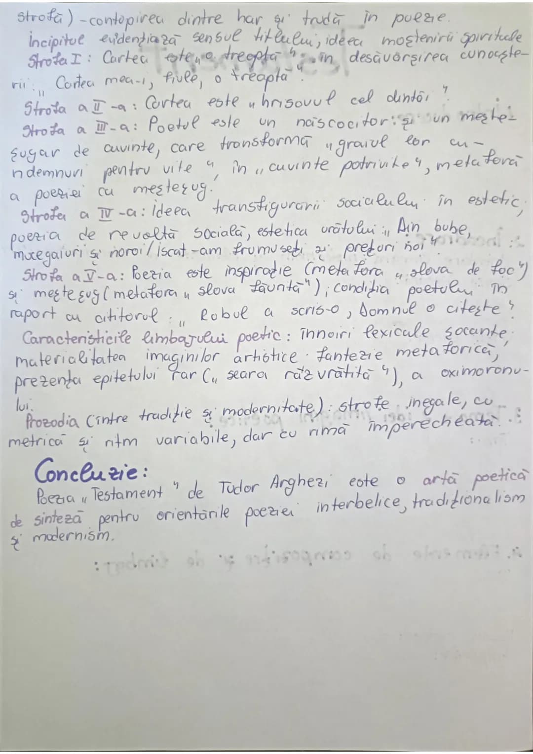 1. Intro ducere:
Poria
"Testament"
de Tudor Arghezi face parte din seria
artelor poetice moderne ale literaturi romane din perioada
interb