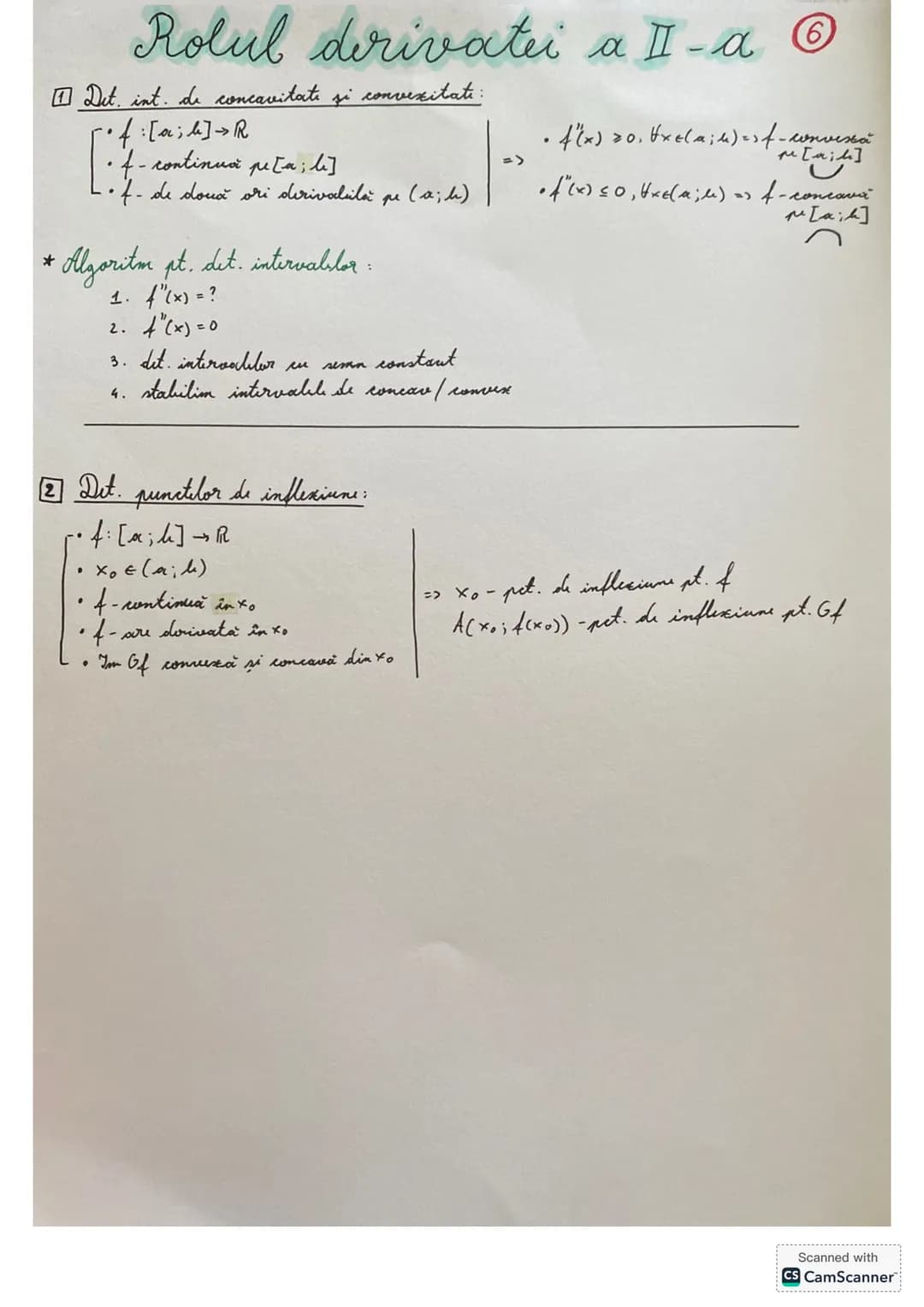 Prop. fct. derivabile
①
Puncte de extrem:
f:R→R, f(x) = ax²+bx+c
• dacă a>0 => V($\frac{-b}{2a}$;$\frac{-Δ}{4a}$) ↔ pet. de min. al parabole