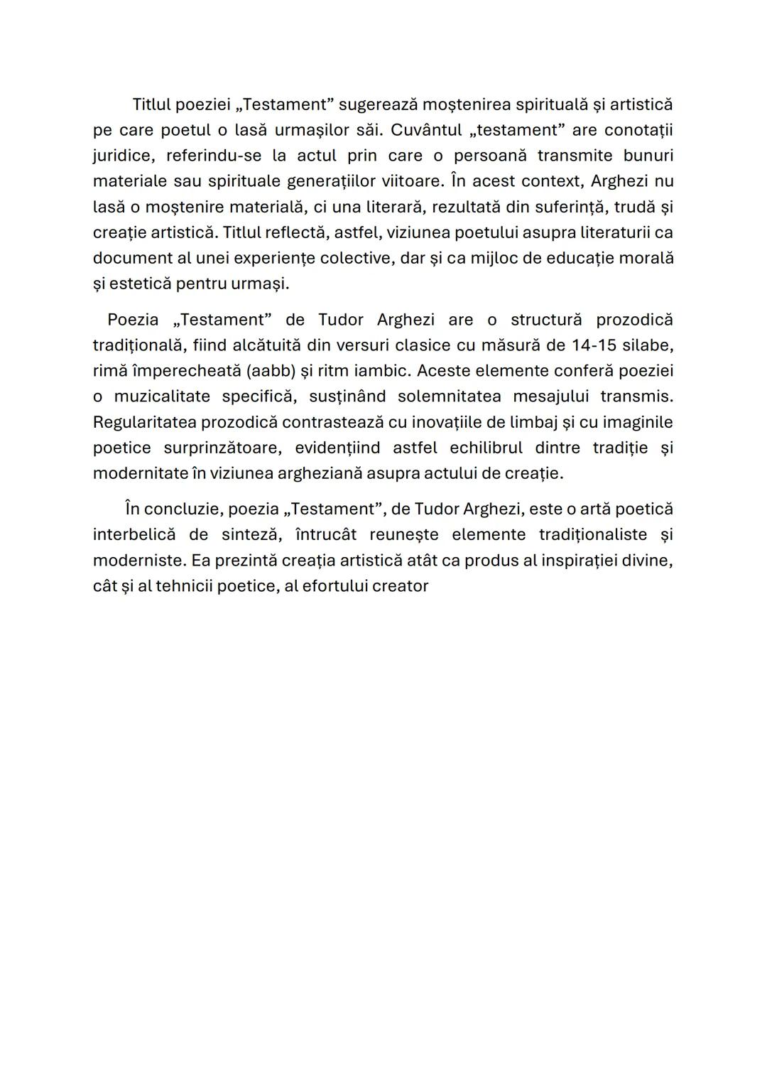 TESTAMENT
Tudor Arghezi
Modernismul este curentul literar manifestat cu predilecție în perioada
interbelică, teoretizat de Eugen Lovinescu î