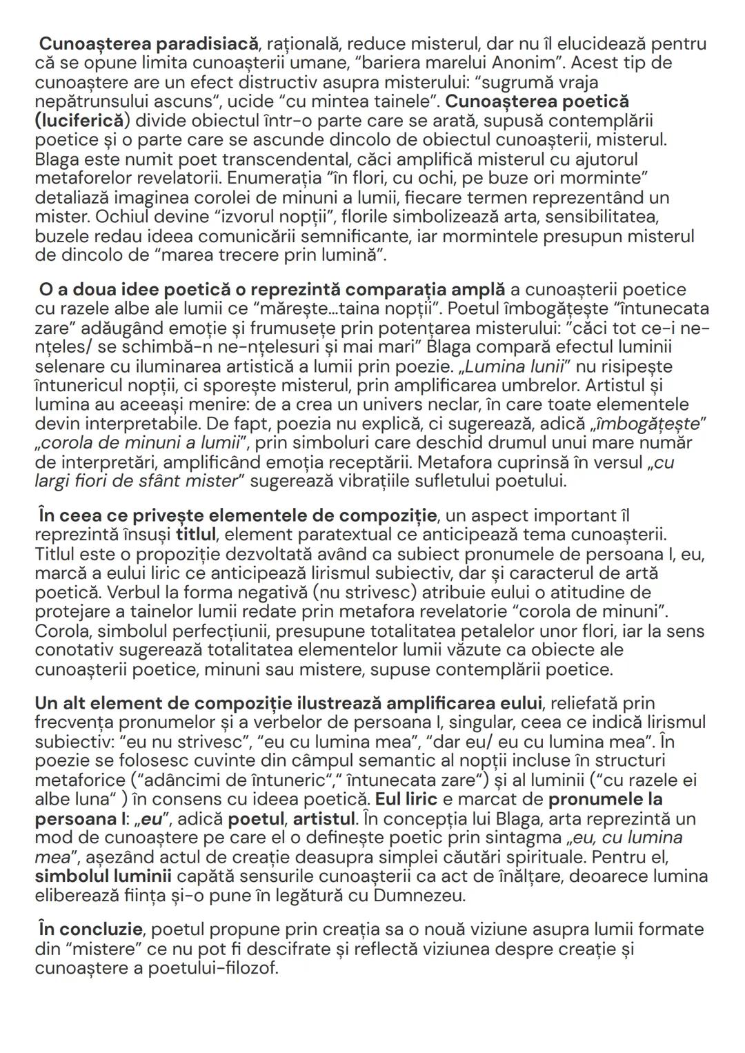 Eu nu strivesc corola de minuni a
lumii
Lucian Blaga
Lucian Blaga este un poet, prozator, dramaturg interbelic modernist; este
filozoful ale
