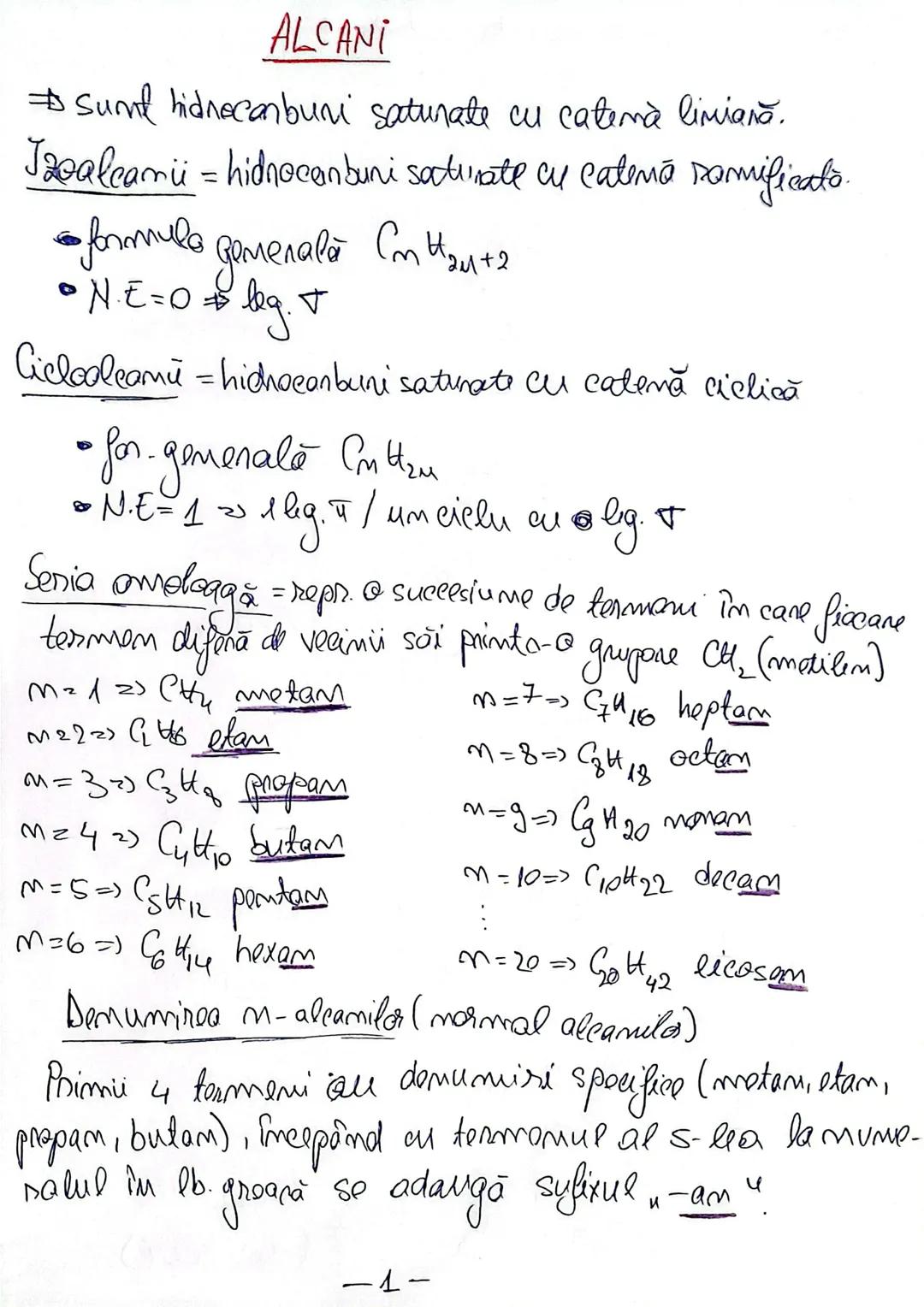 ALCANI
= > sunt hidnecanburi saturate cu catenă liniară.
Izolecami = hidnocanbuni saturate cu catenă ramificată.
• formulă generală  $C_nH_{