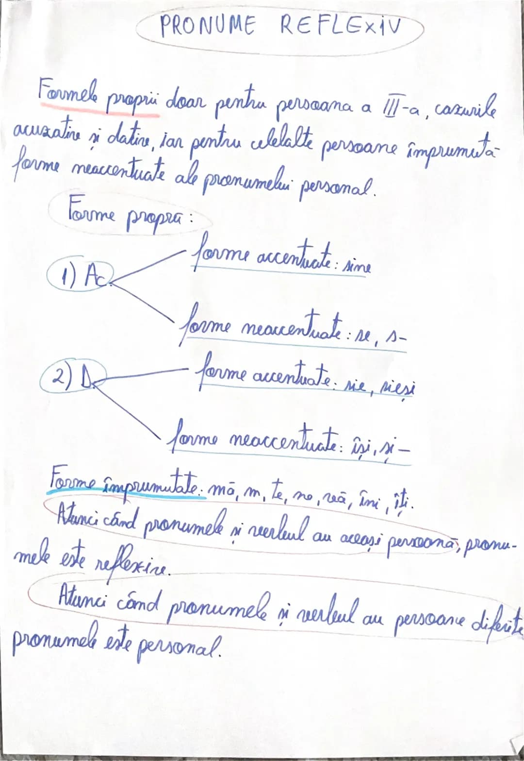 PRONUME REFLEXIV
Formele proprii doar pentru persoana a III-a, cazurile
acuzative si dative, iar pentru celelalte persoane împrumuta
forme n