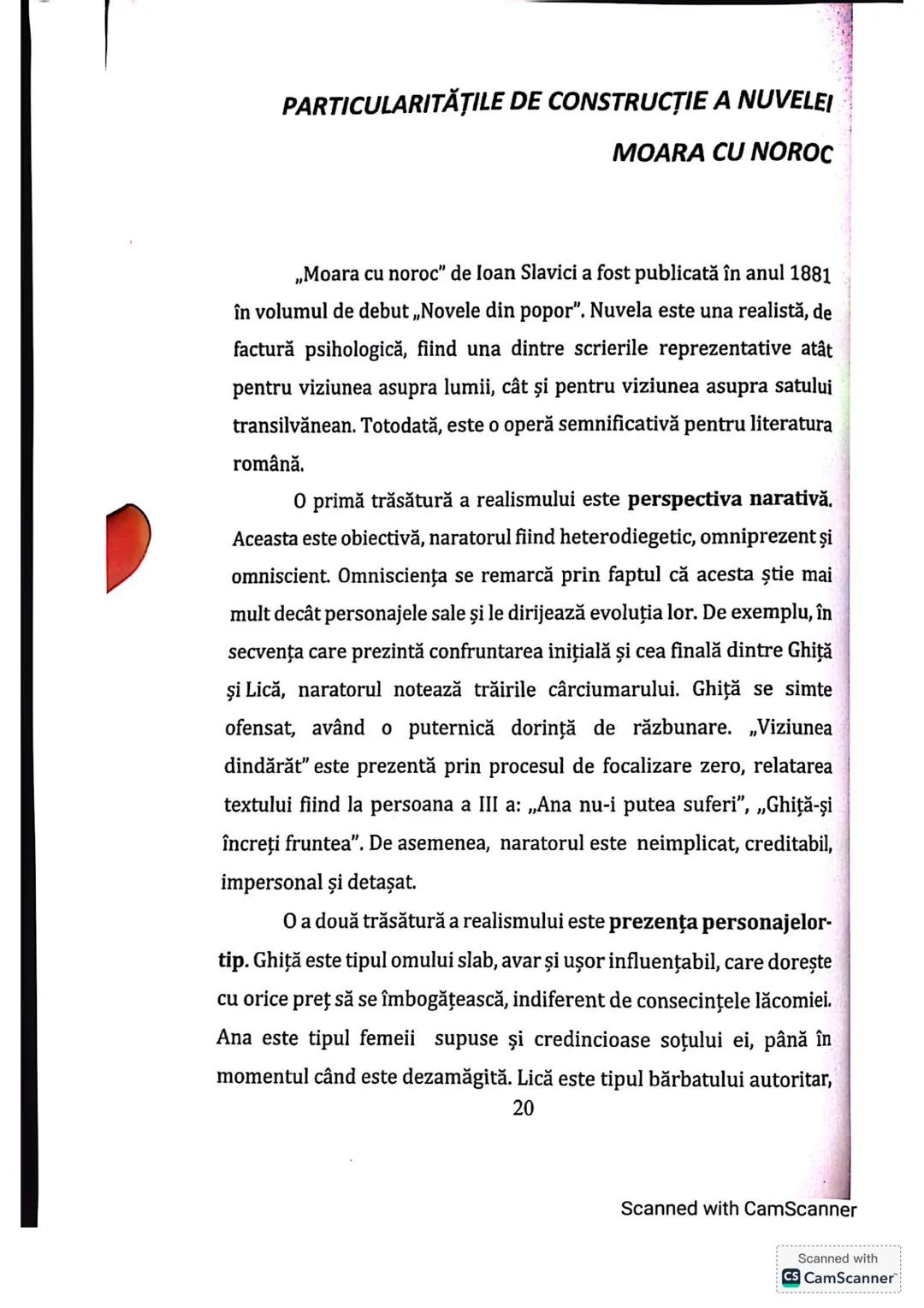 Moara cu noroc
Autor: loan Slavici
Anul apariţiei: 1881
19
Scanned with CamScanner
Scanned with
CS CamScanner PARTICULARITĂŢILE DE CONSTRUCŢ