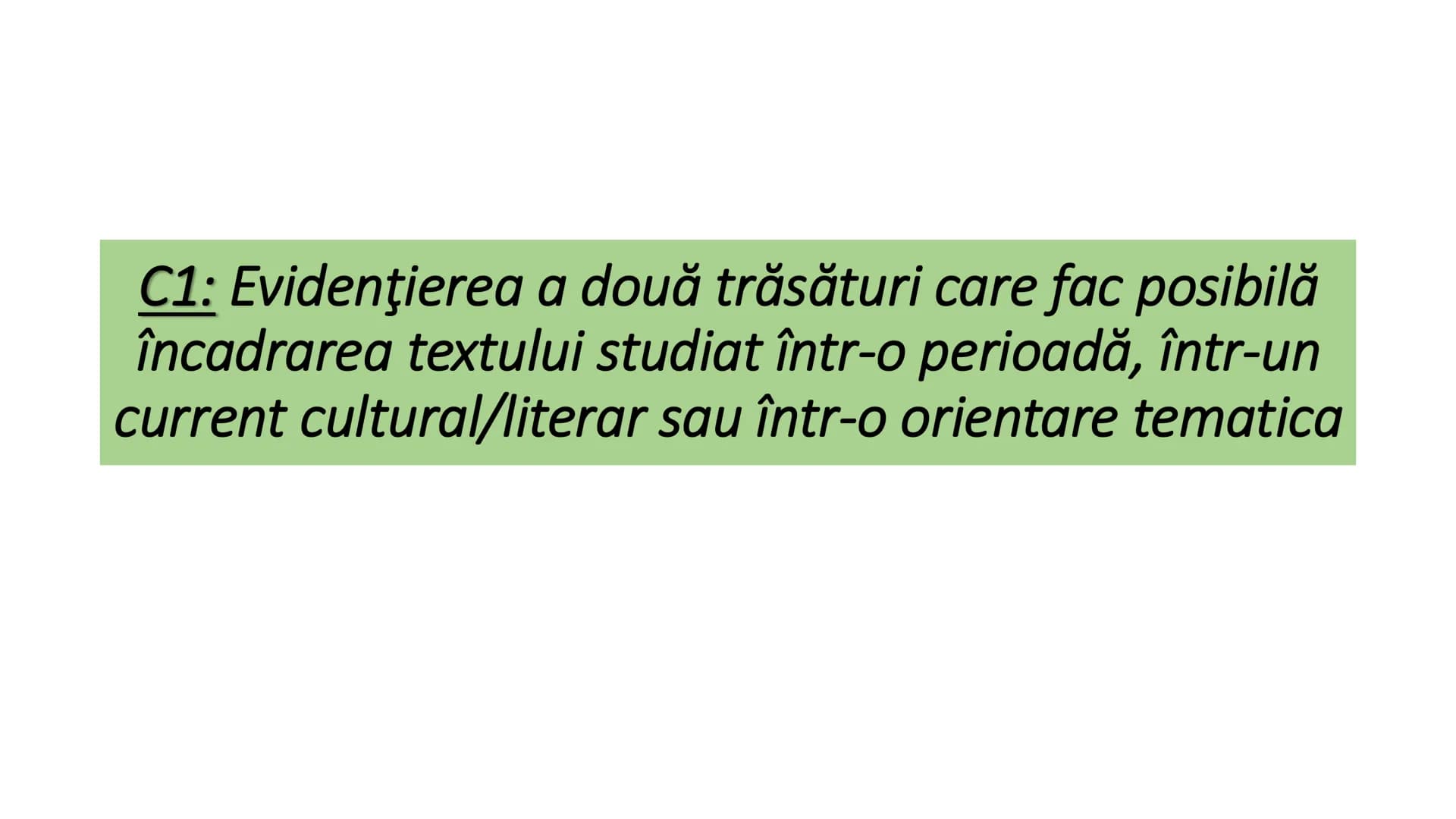 # Povestea lui Harap-Alb
Particularitati C1: Evidenţierea a două trăsături care fac posibilă
încadrarea textului studiat într-o perioadă, î