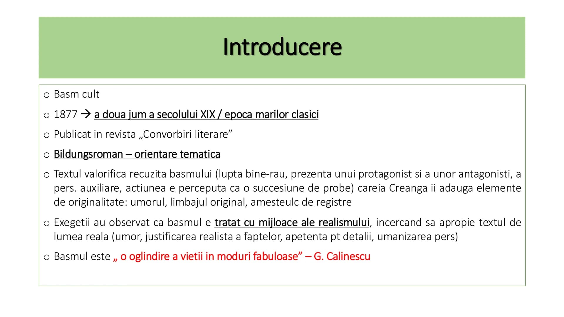 # Povestea lui Harap-Alb
Particularitati C1: Evidenţierea a două trăsături care fac posibilă
încadrarea textului studiat într-o perioadă, î