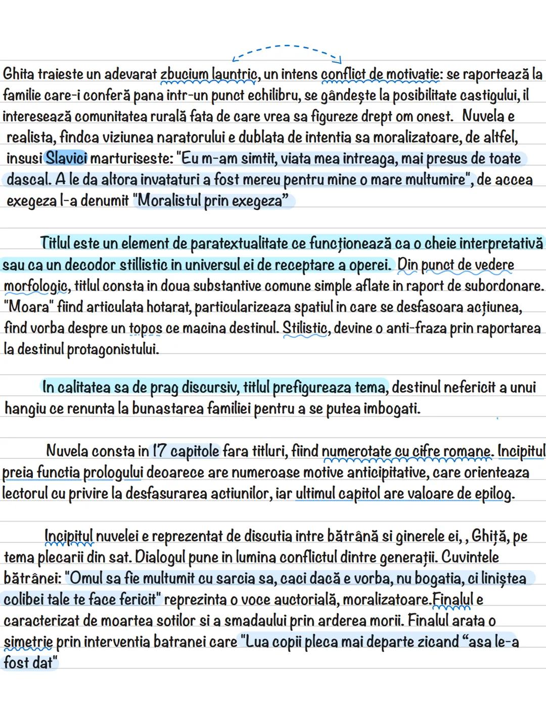 MOARA CU NOROC
Nuvela "Moara cu noroc" a fost scrisa de loan Slavici si publicată in 1881, in
olumul "Novele din popor".
Nuvela e o specie