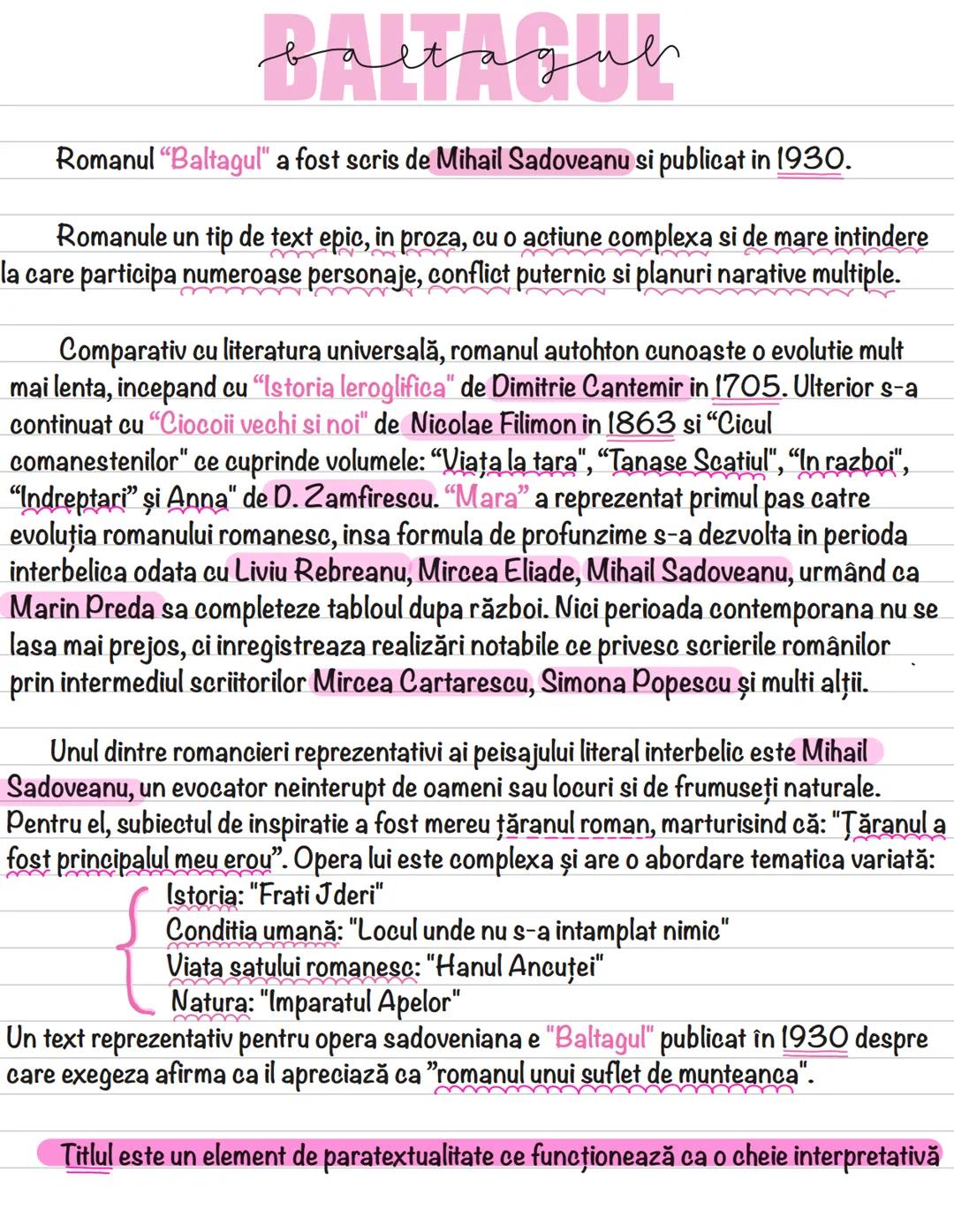 baltaguh
Romanul "Baltagul" a fost scris de Mihail Sadoveanu si publicat in 1930.
Romanule un tip de text epic, in proza, cu o actiune comp