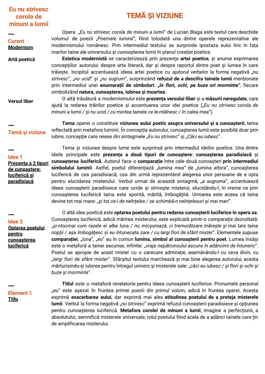 # Opere și curente
# Limba și literatura Română # Curente literare
1. Umanismul/Iluminismul
- importanţa progresului / a educaţiei
- impor