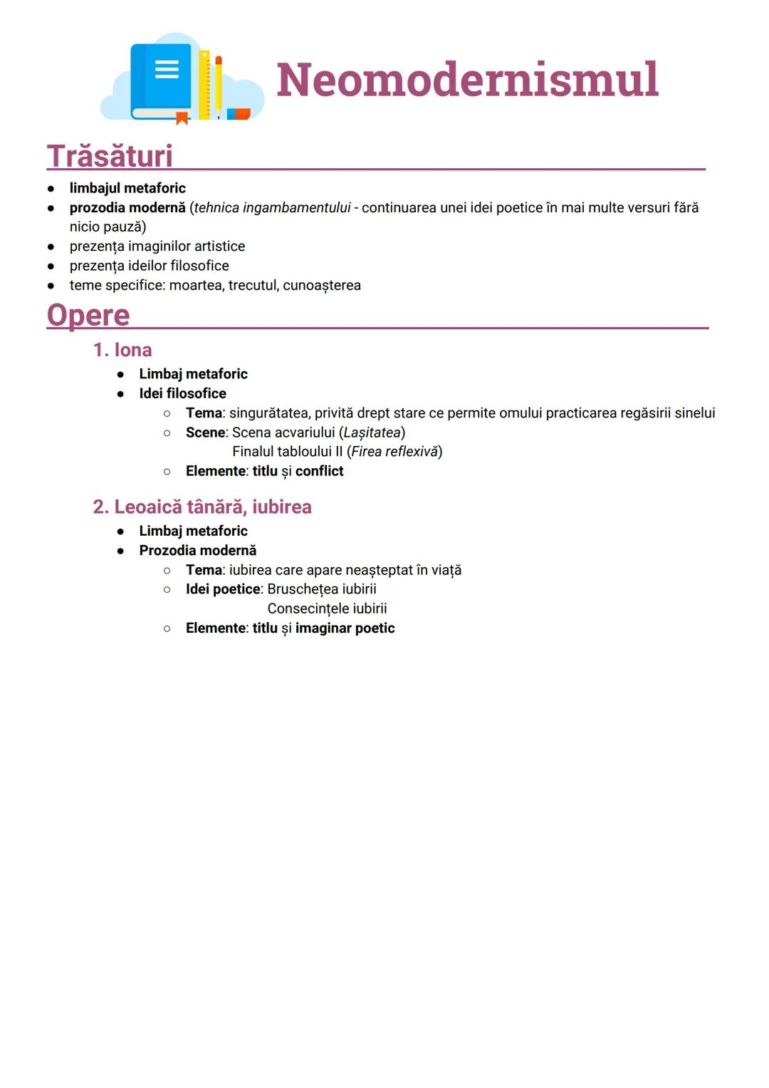 # Opere și curente
# Limba și literatura Română # Curente literare
1. Umanismul/Iluminismul
- importanţa progresului / a educaţiei
- impor