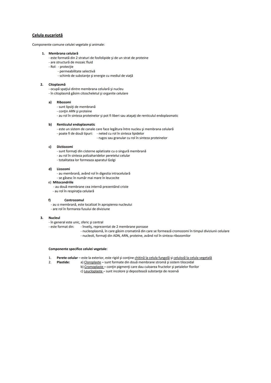 # MATERIE BIOLOGIE CLASELE IX ŞI X
Clasa a IX-a
1. Celula şi diviziunea celulară
2. Ereditatea şi variabilitatea
3. Diversitatea lumii vii