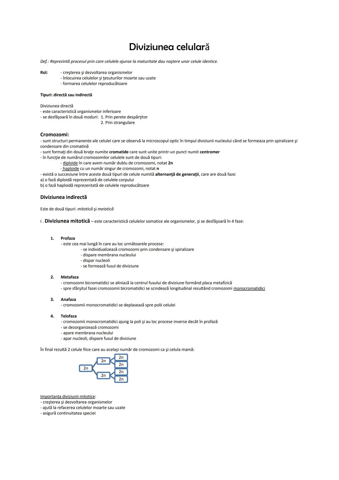 # MATERIE BIOLOGIE CLASELE IX ŞI X
Clasa a IX-a
1. Celula şi diviziunea celulară
2. Ereditatea şi variabilitatea
3. Diversitatea lumii vii