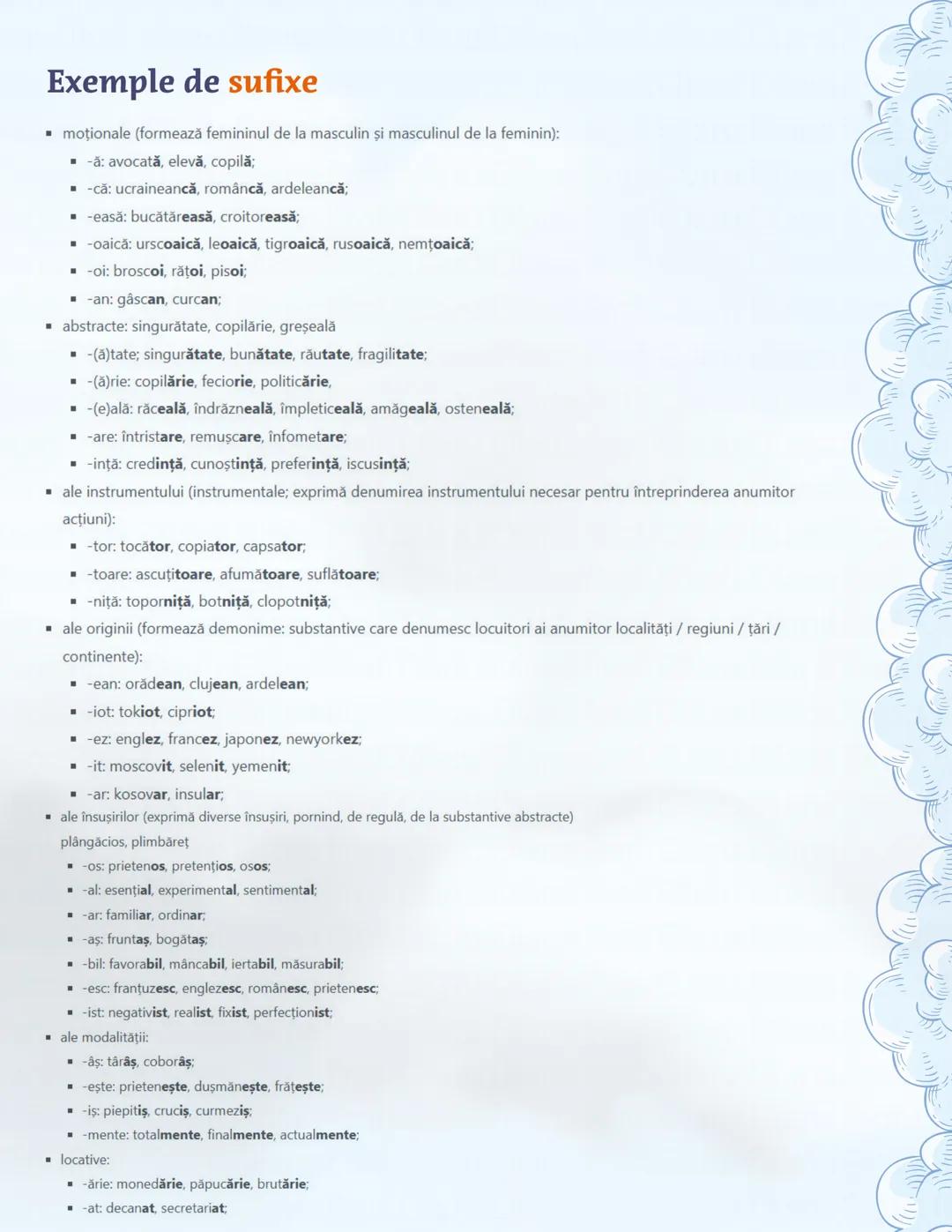 # Derivarea
Mijloc de îmbogățire a vocabularului prin intermediul căruia se obțin cuvinte noi
cu ajutorul sufixelor și al prefixelor.
Exis