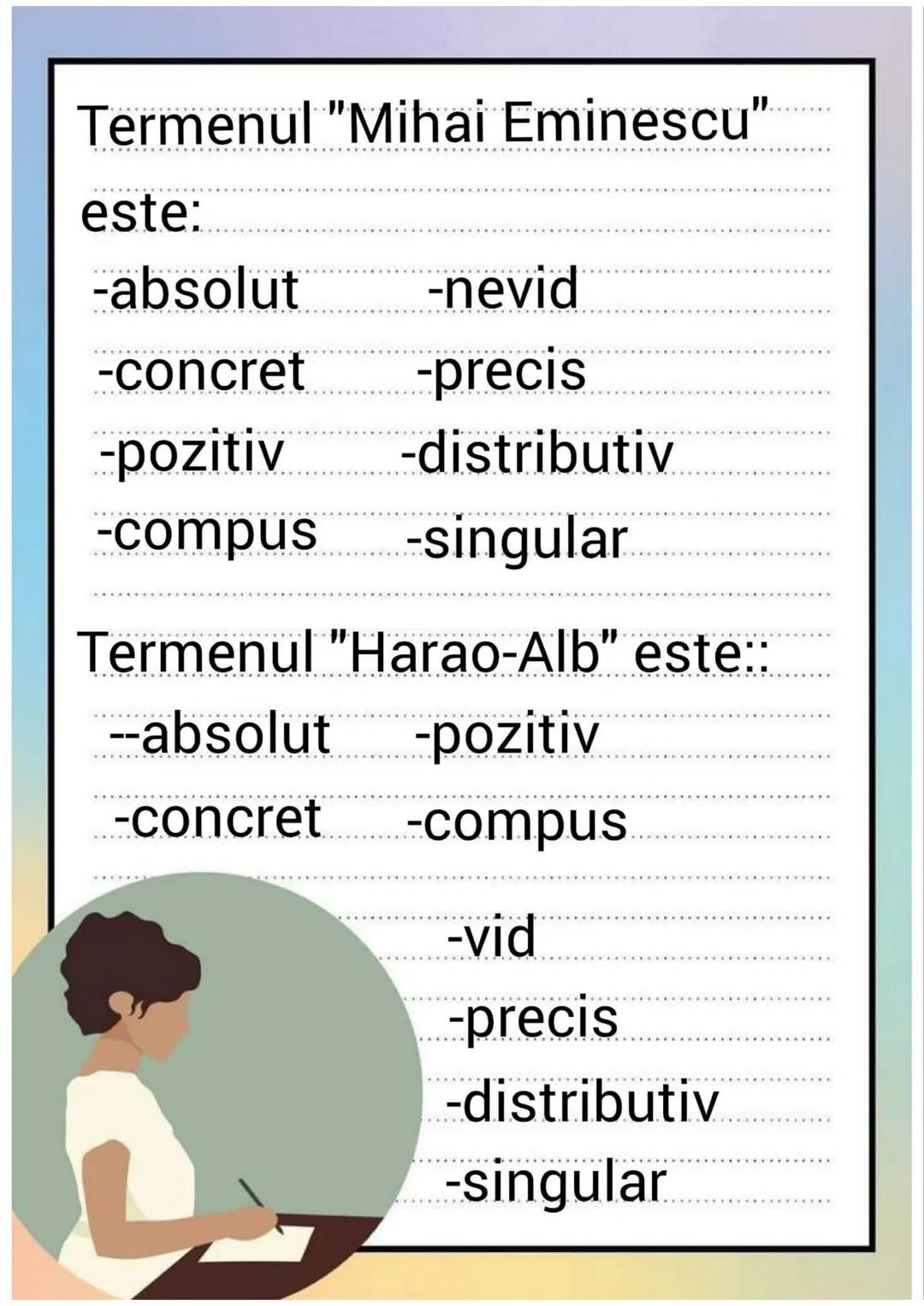 # Aplicații
## Clasificarea termenilor
- INTENSIUNE
- EXTENSIUNE Termenul "mamă" este:
-relativ -nevid
-pozitiv -precis
-simplu -distribut