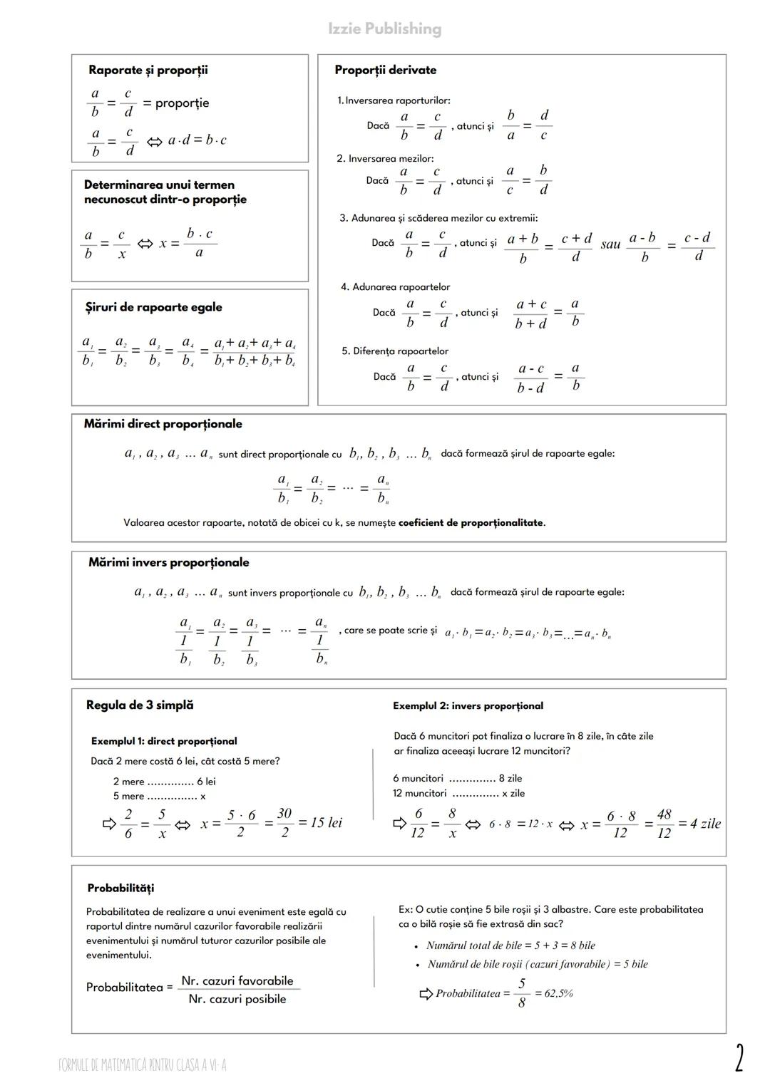 Izzie Publishing
# FORMULE DE
# MATEMATICĂ
CLASA A V-A
ALGEBRA
Împărţirea cu rest O Împărţirea cu Rest a Numerelor Naturale
Formula: $a