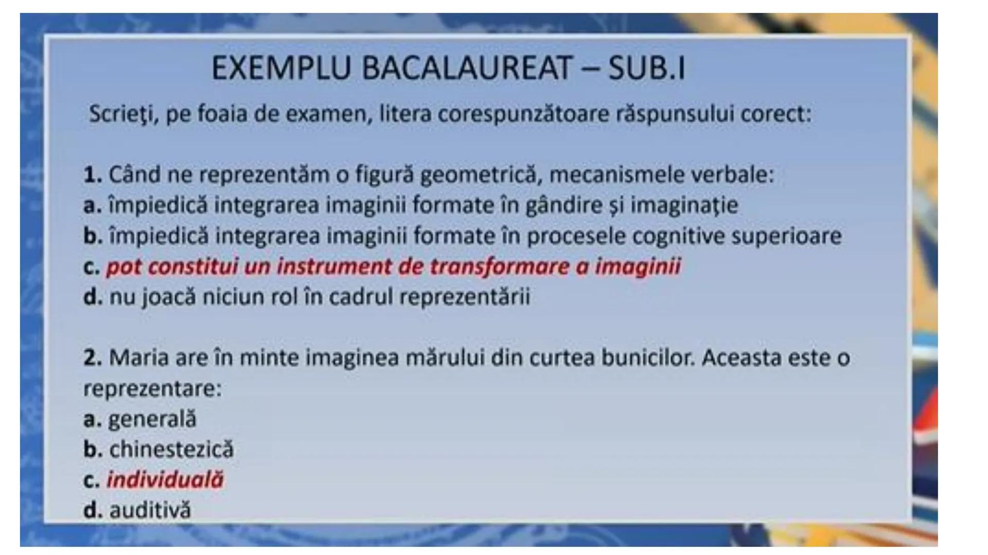I. PROCESE PSIHICE COGNITIVE SENZORIALE
SENZAŢII, PERCEPȚII, REPREZENTĂRI
II. PROCESE PSIHICE COGNITIVE SUPERIOARE:
GÂNDIREA, MEMORIA, IMAGI