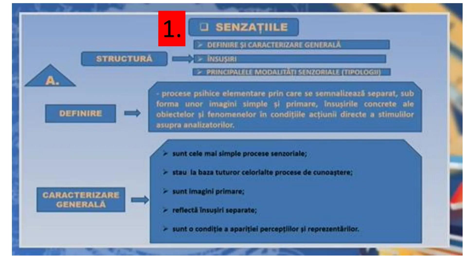 I. PROCESE PSIHICE COGNITIVE SENZORIALE
SENZAŢII, PERCEPȚII, REPREZENTĂRI
II. PROCESE PSIHICE COGNITIVE SUPERIOARE:
GÂNDIREA, MEMORIA, IMAGI