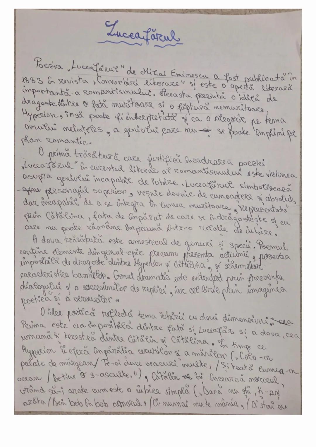 # Luceafărul
Poezia Luceafărue" de Mihai Eminescu a fost publicată în
1883 în revista Convorbiri likerare" si este o operă literară
importa