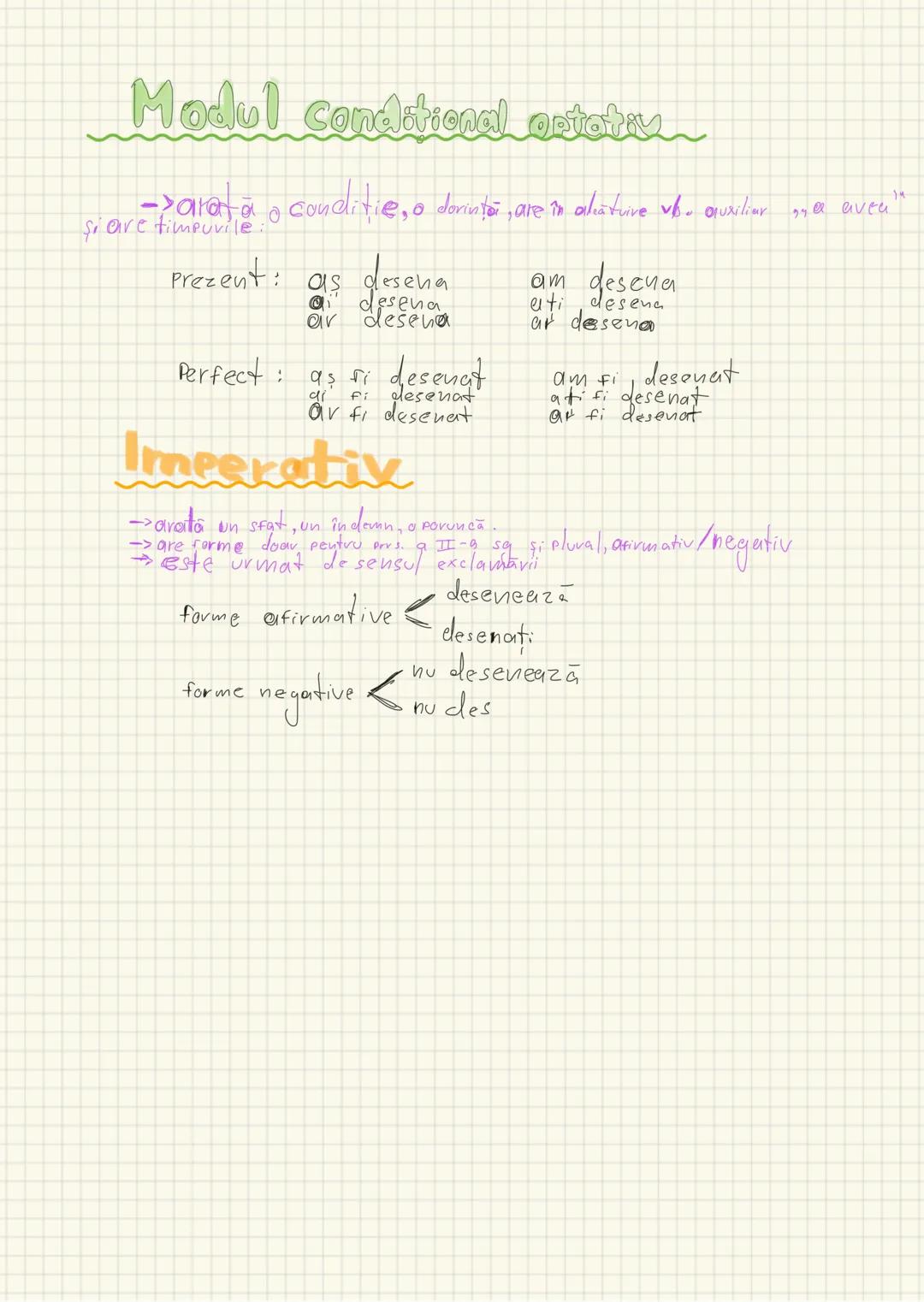 # Modurile verbului
Modul este forma pe care o ia verbul pentru a arata cum consideră
Povestitorul actiunea
1. Moduri personale-îndeplines