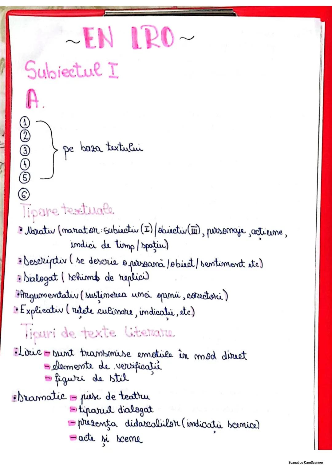 ~EN LRO~
Subiectul I
A.
(2)
(3)
pe baza textului
⑤
6
Tipare textuale
* Marativ (marator: Subiectiv (I) /sbiectiv (Ⅲ), personaje, actiume,