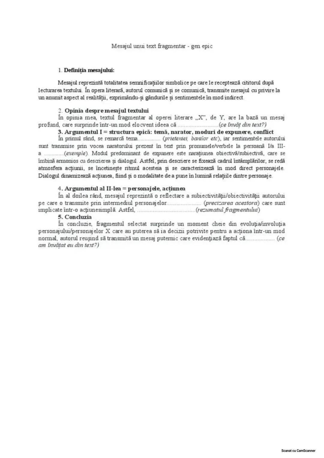 In redactarea textului:
Mesajul textului
- vei preciza mesajuli/o semnificatie a textului, prin referire la tema
-vei prezenta unu/doua ele