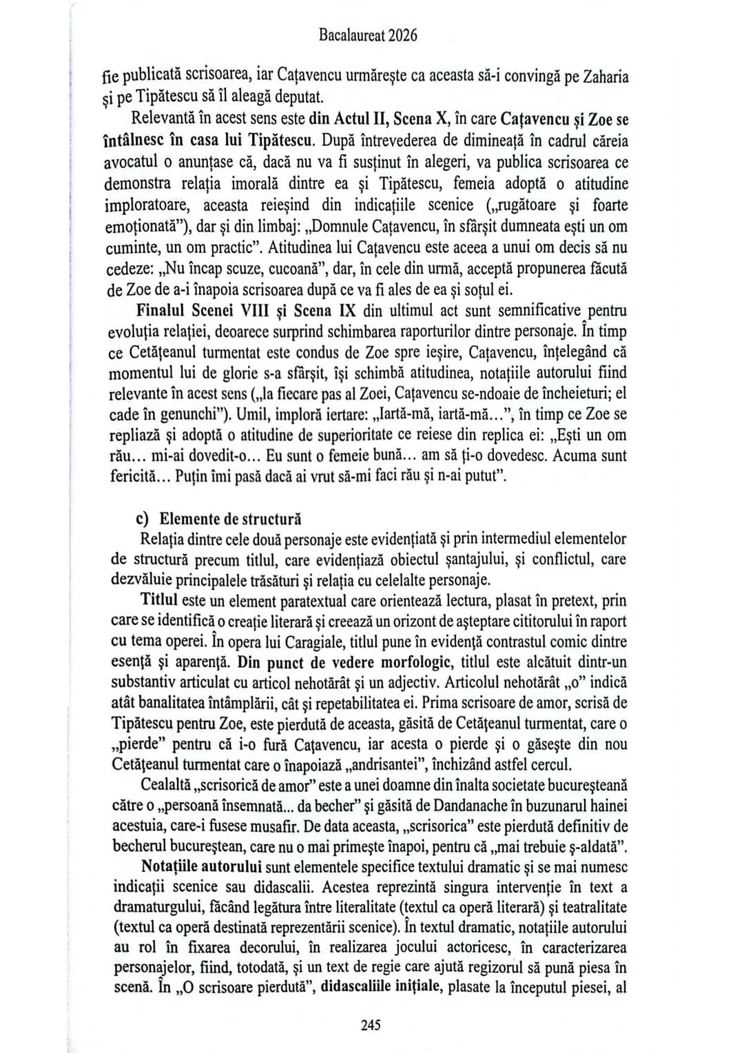 Bacalaureat 2026
II. Particularități de construcție a unui personaj: Nae Cațavencu
1. Introducere
Personajul literar este principalul act