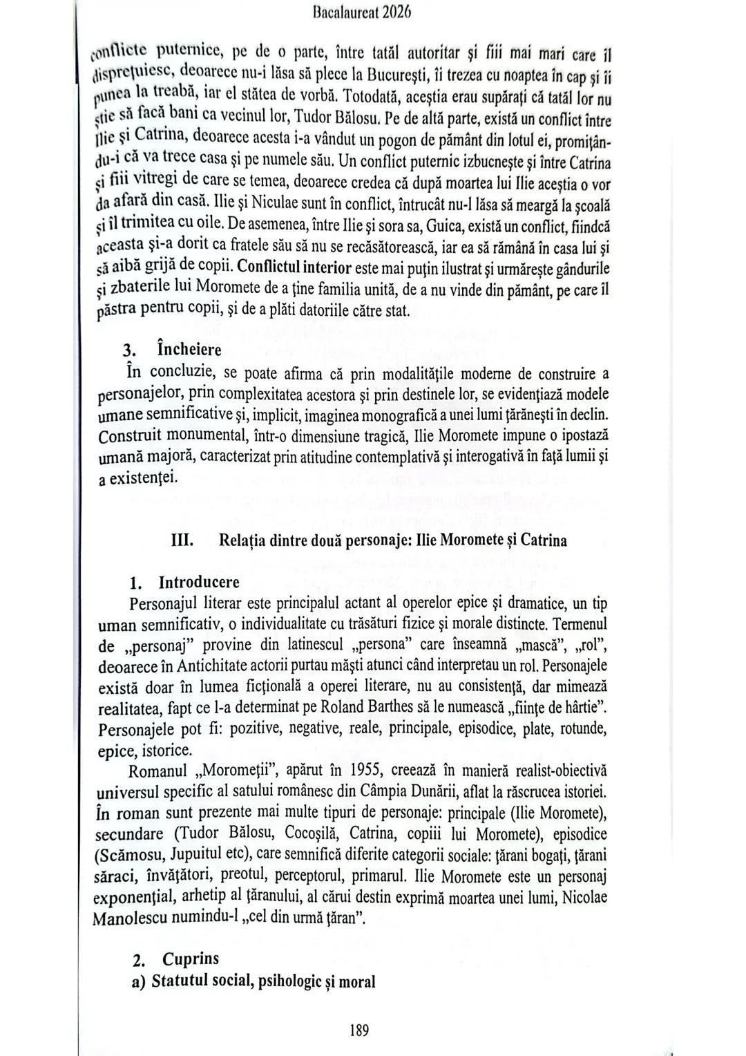 # Bacalaureat 2026
## 11. Particularități de construcție a unui personaj: Ilie Moromete
### 1. Introducerea
Personajul literar este princ