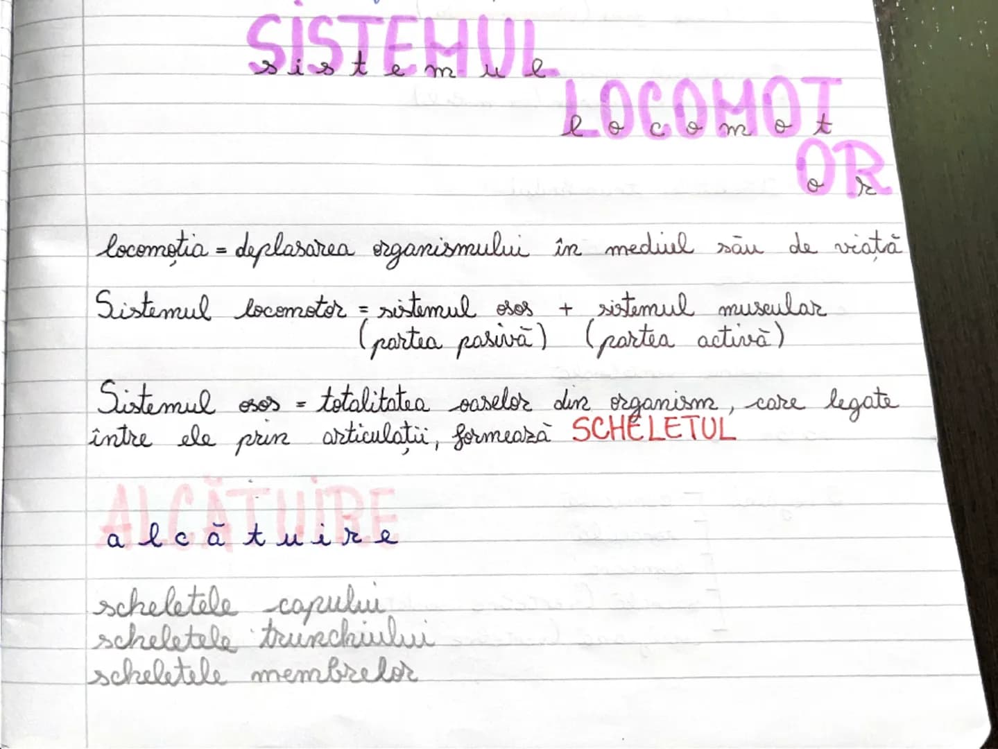 # SISTEMUL
# LOCOMOTOR
locomoția = deplasarea organismului în mediul său de viață
Sistemul locomotor = sistemul osos + sistemul muscular
(pa