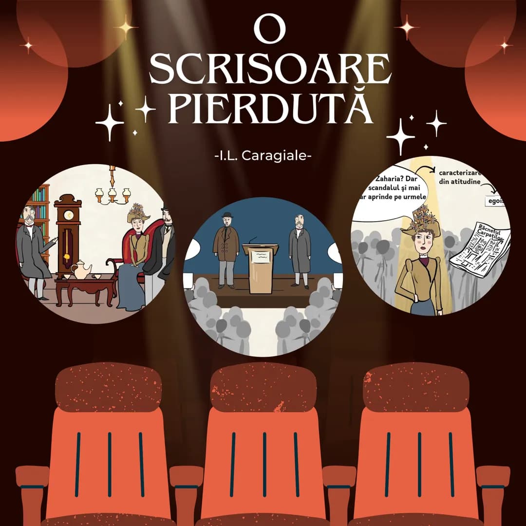 # O SCRISOARE PIERDUTĂ
-I.L. Caragiale-
Zaharia? Dar
scandalul și mai
ar aprinde pe urmele
caracterizare
din atitudine
egoi
Răcnetul
Carpați
