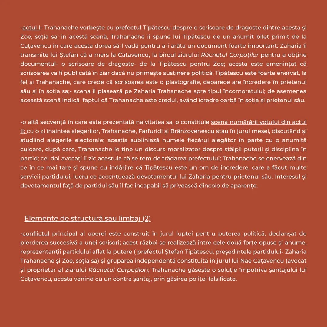 # O SCRISOARE PIERDUTĂ
-I.L. Caragiale-
Zaharia? Dar
scandalul și mai
ar aprinde pe urmele
caracterizare
din atitudine
egoi
Răcnetul
Carpați