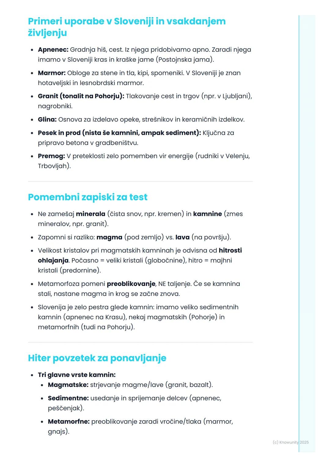 # Kamnine in minerali
Uvod v kamnine in minerale
Kamnine in minerali so osnovni gradniki Zemljine skorje, imenovane
litosfera. Vse, po čem