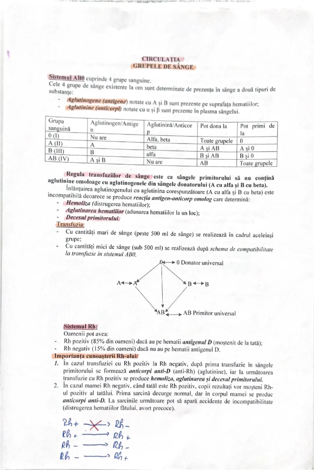CIRCULATIA. Grupele de sange