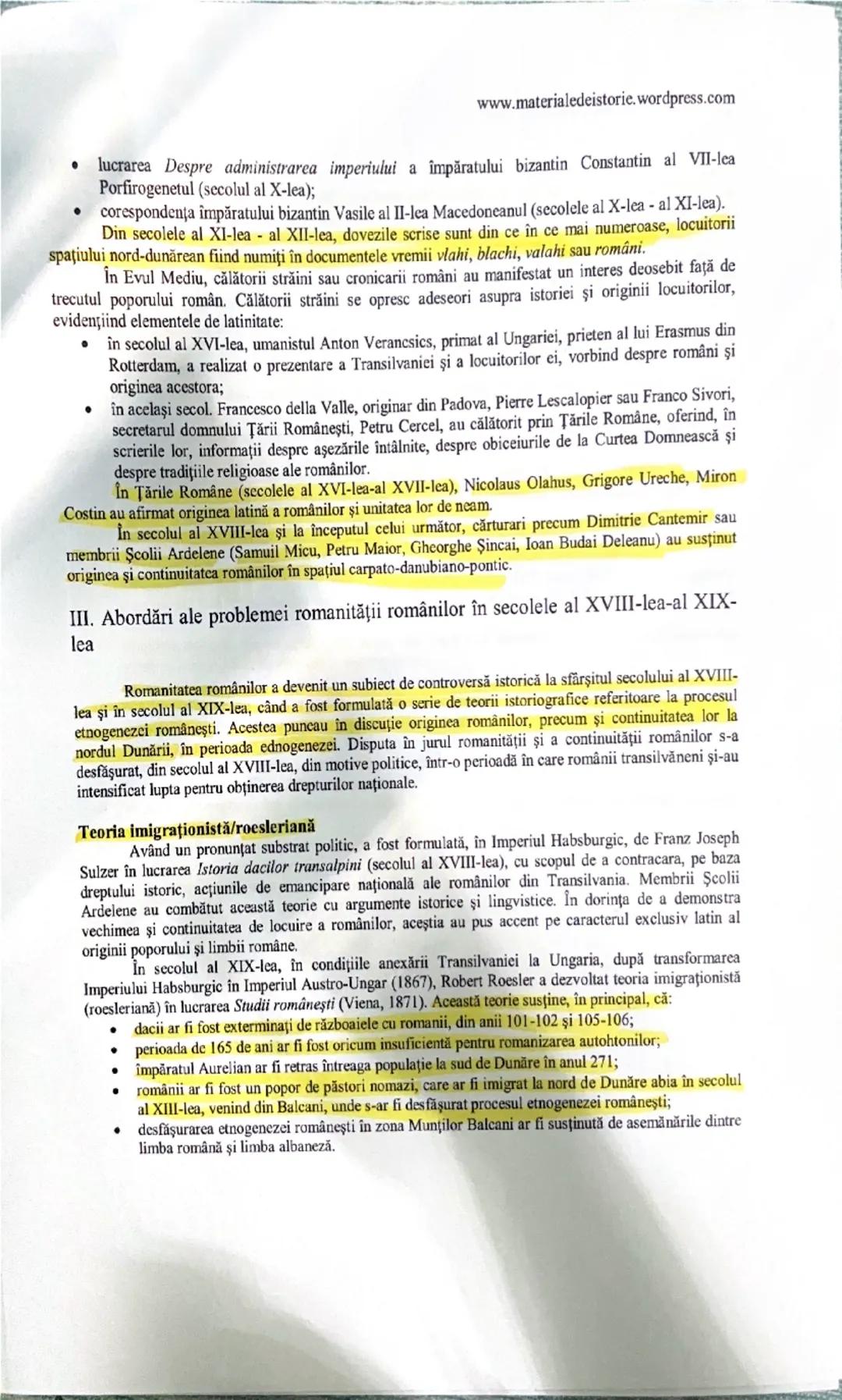 www.materialedeistorie.wordpress.com
ROMANITATEA ROMÂNILOR ÎN VIZIUNEA ISTORICILOR
I. Trăsături generale ale etnogenezei româneşti
a. Get