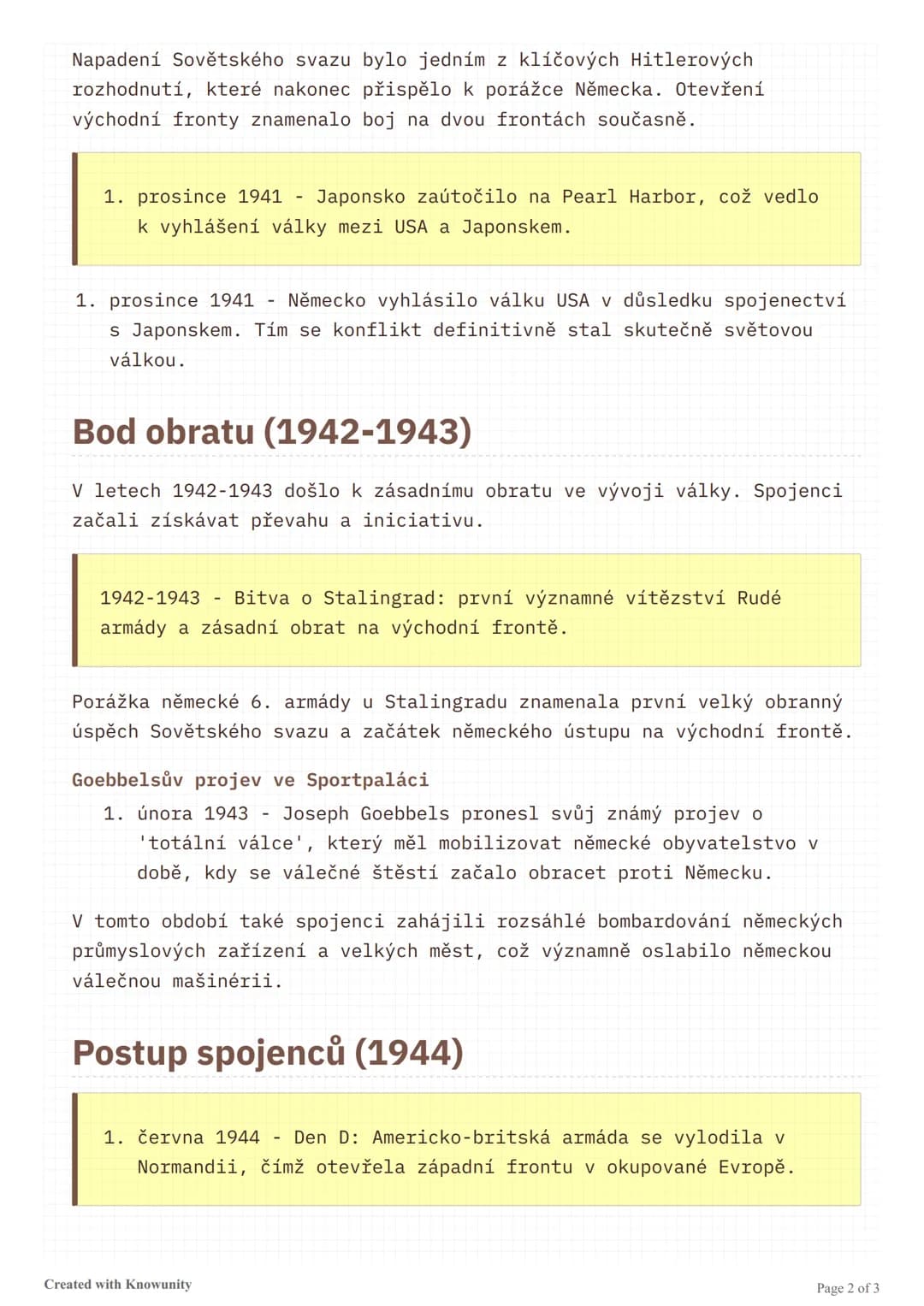 Druhá světová válka
Časová osa klíčových událostí druhé světové války od jejího začátku v
roce 1939 až po kapitulaci Německa v roce 1945.
Dr