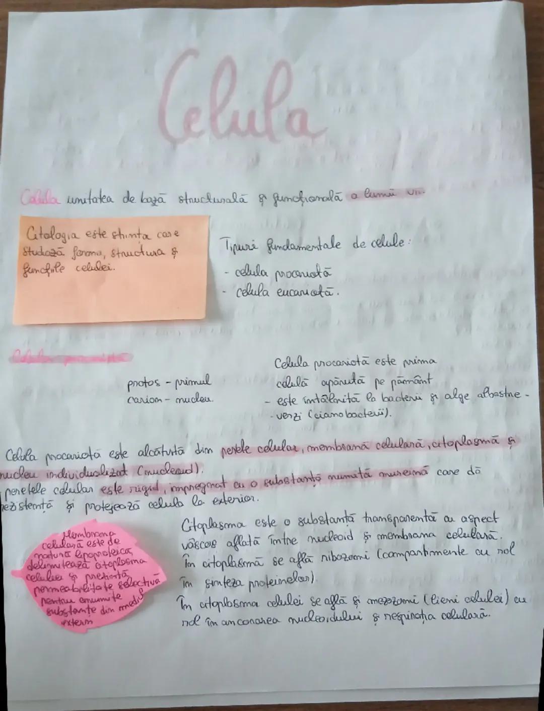 # Celula
Celula unitatea de bază structurală & funcțională a lumi vi..
Citologia este stinta care
Studiază fanana, structura &
funcfile ce