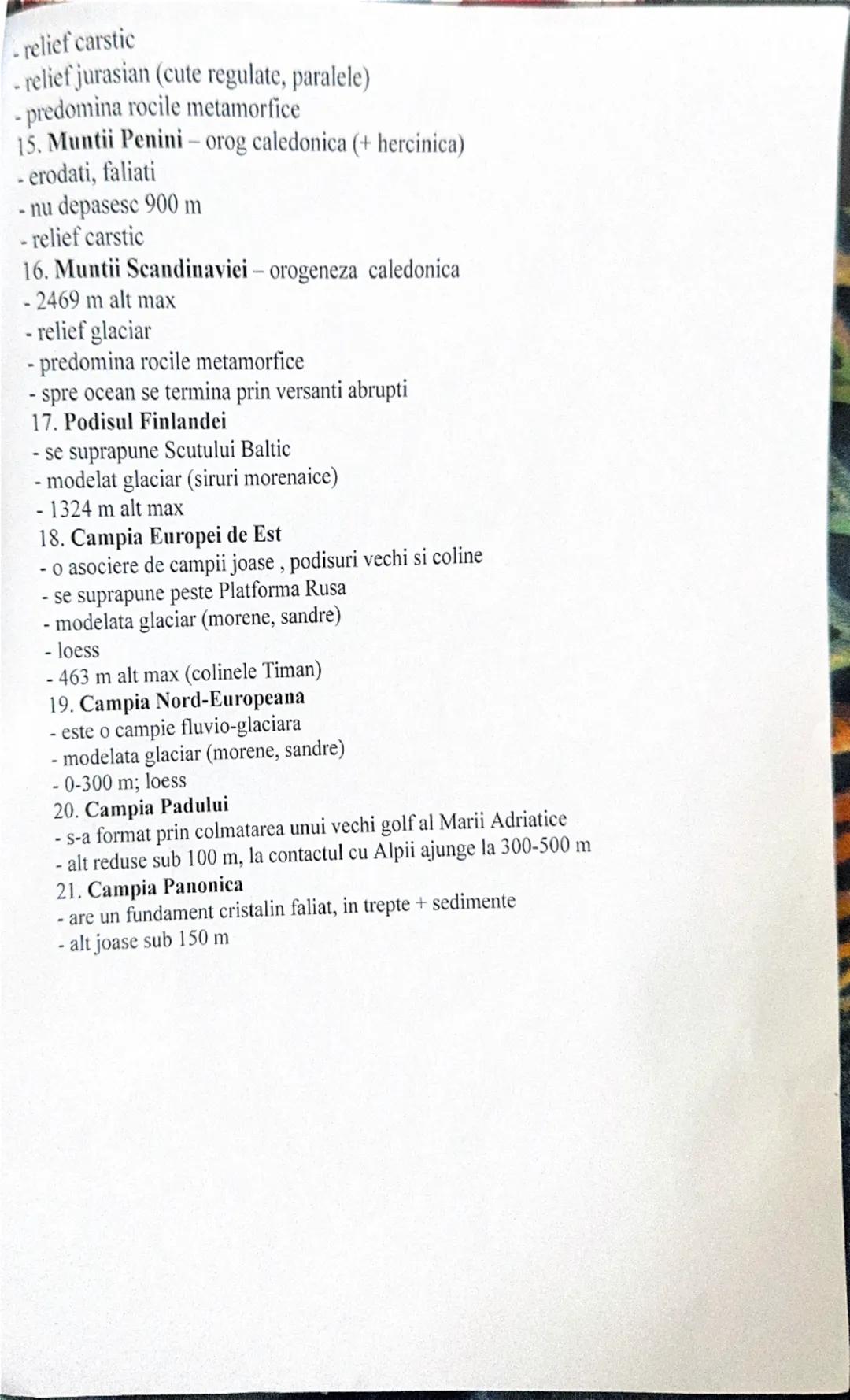 1. Trepte si tipuri de relief
RELIEFUL MAJOR AL EUROPEI
- Cca 84% din relieful Europei are sub 500 m
- Din punct de vedere structural avem: