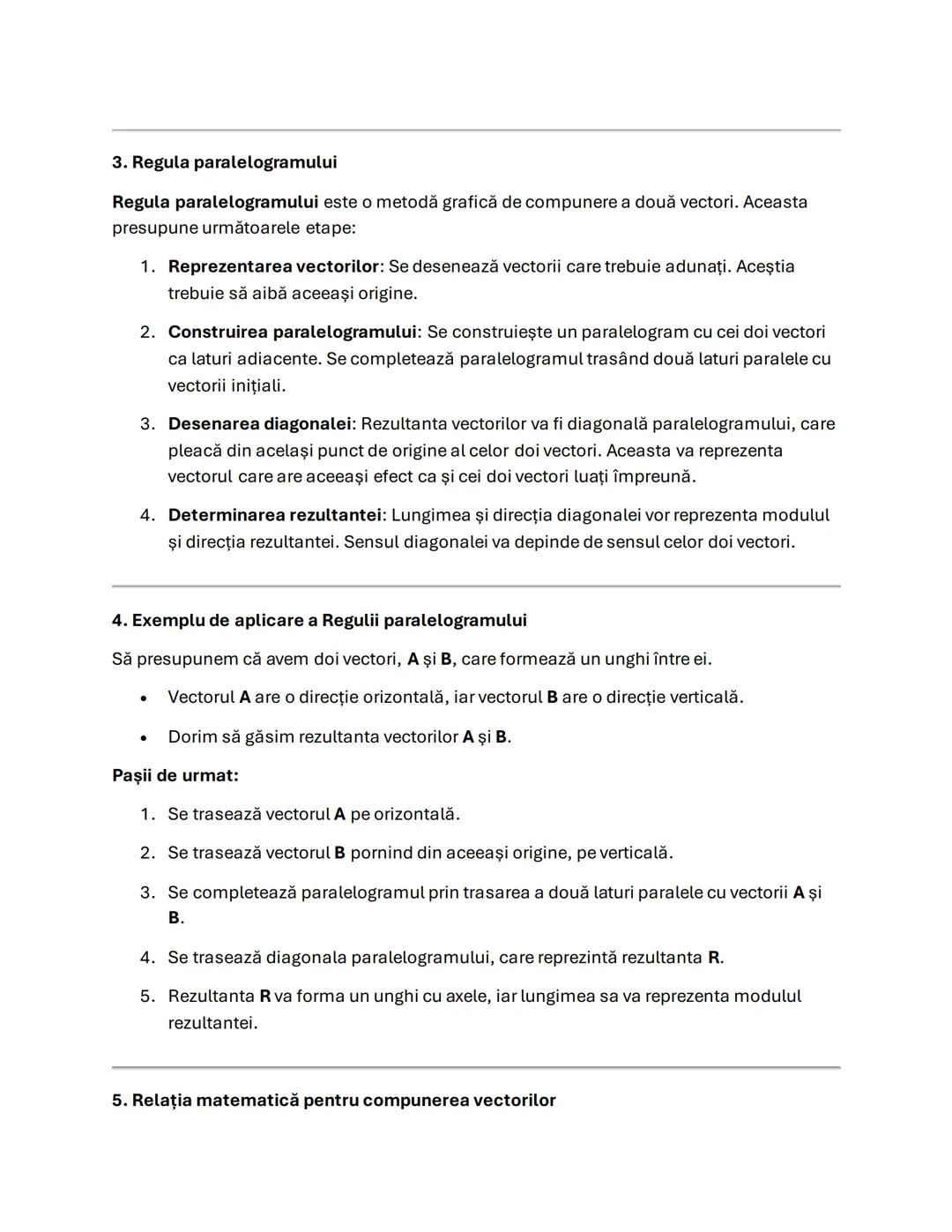 --- OCR Start ---
Lecţia: Compunerea mărimilor vectoriale. Regula paralelogramului
Introducere:
În fizică, multe fenomene sunt descrise prin