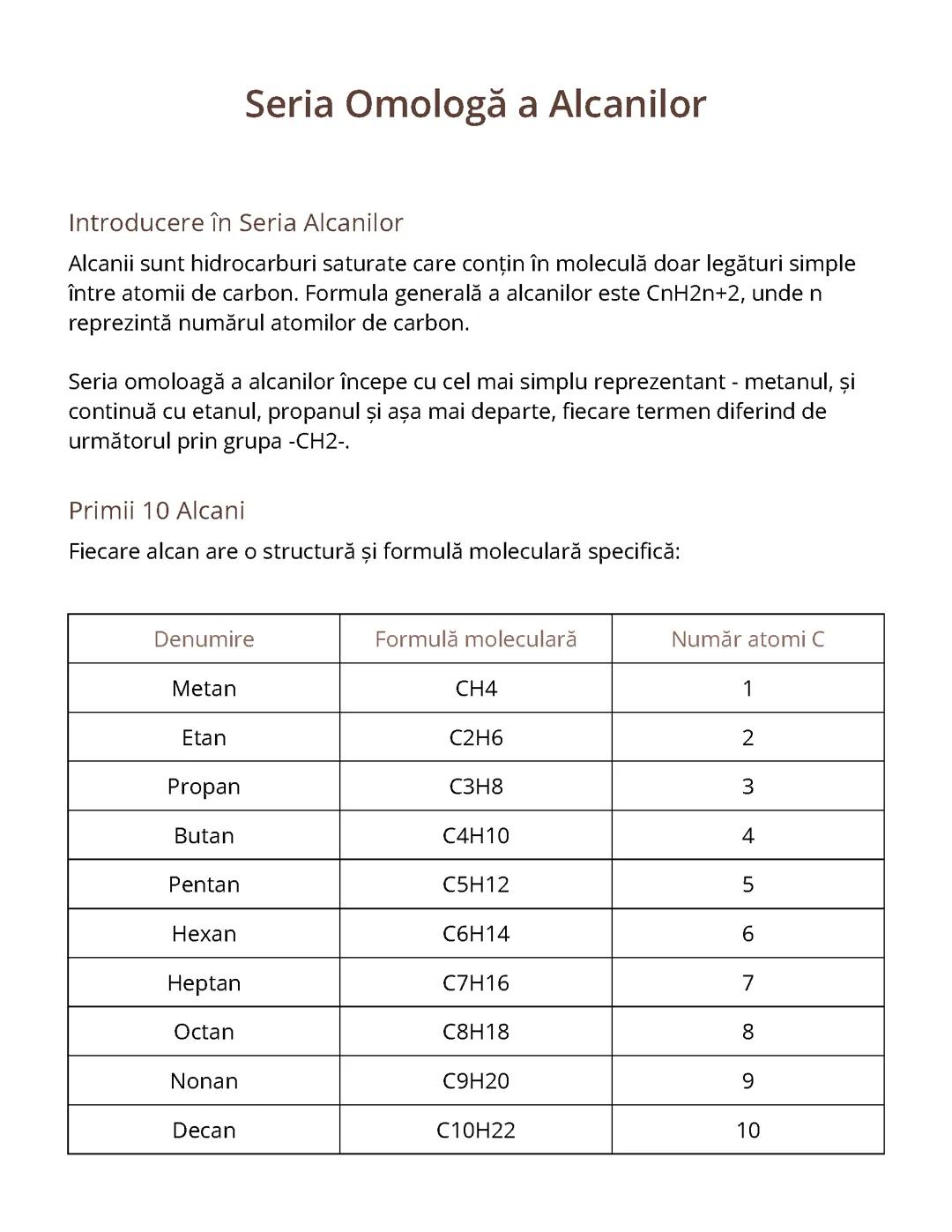 Seria Omologă a Alcanilor