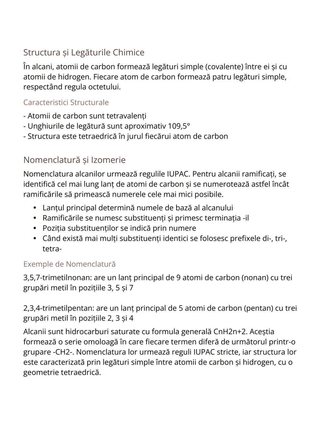 --- OCR Start ---
Seria Omologă a Alcanilor
Introducere în Seria Alcanilor
Alcanii sunt hidrocarburi saturate care conțin în moleculă doar l