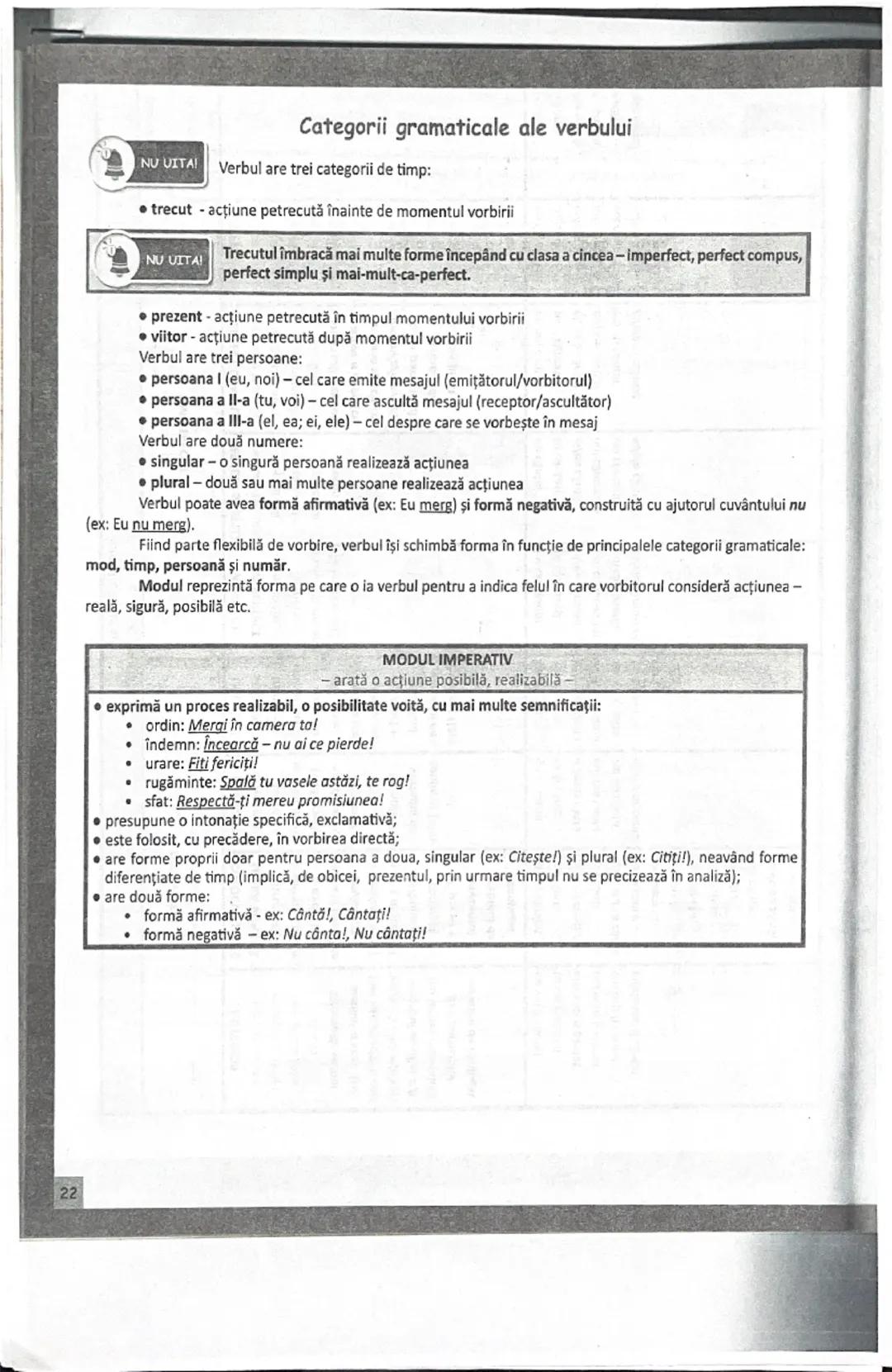 # ROMÂNĂ 1
Limba română - Morfologia 1
Booklet
Verbul desemnează acțiuni, stări, existenţa; de el depind cele mai multe elemente
ale unul